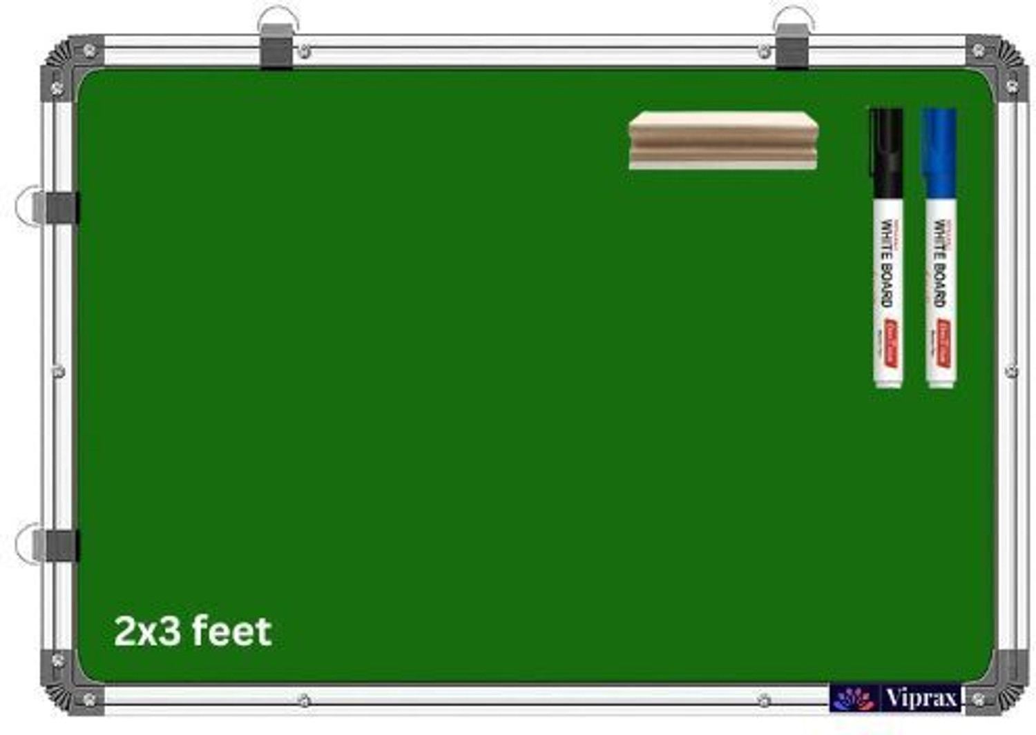 Image of Pravyon Non-Magnetic 2x3 Feet WhiteBoard & Chalkboard With Duster & 2 Marker White, Green board (600 mm x 900 mm)