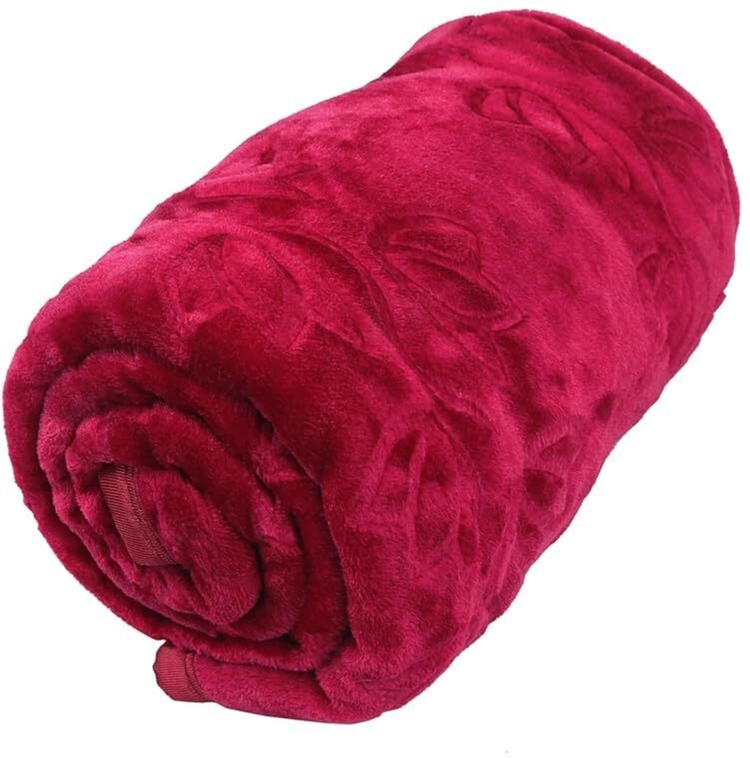 Image of N Decor Floral Double Mink Blanket for Heavy Winter (Polyester, Maroon)