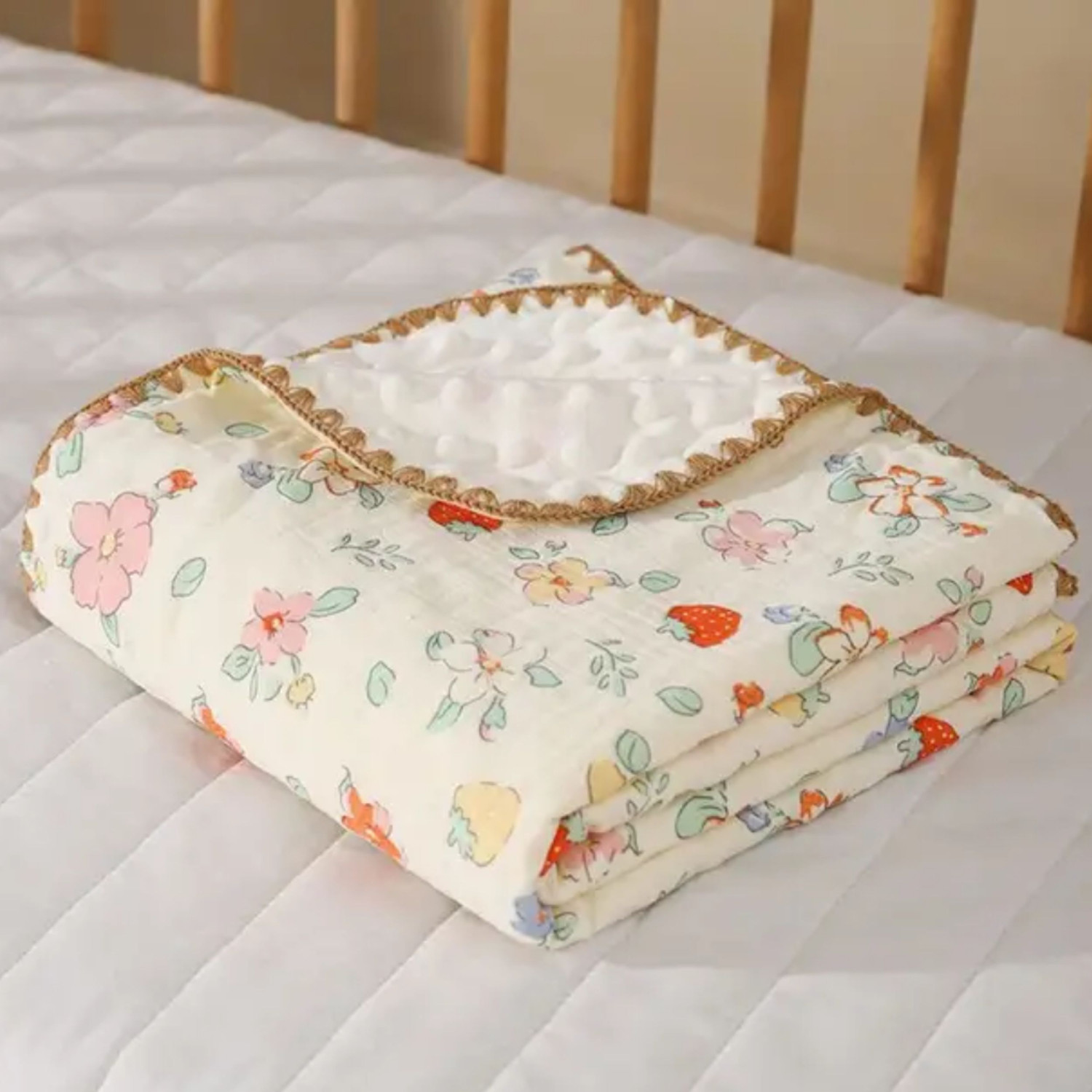 Image of Gratha Printed Crib Swaddling Baby Blanket for AC Room (Muslin, Multicolor)