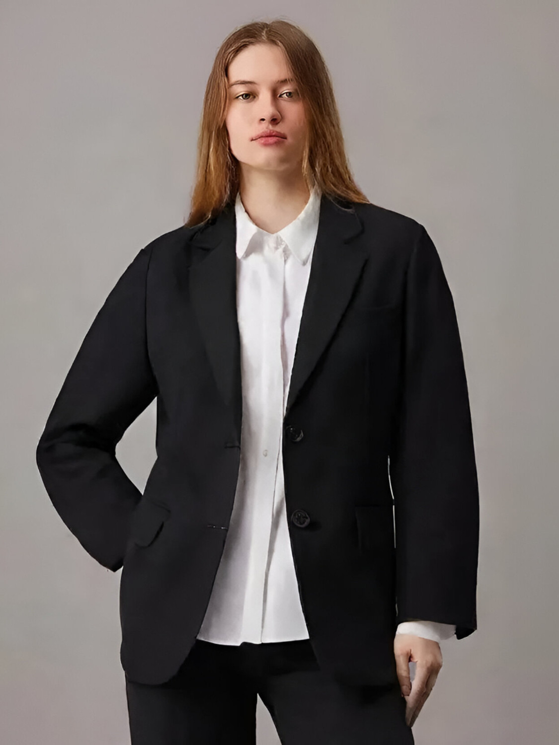 Image of KOTTY Women Striped Single Breasted Casual Blazer (White)