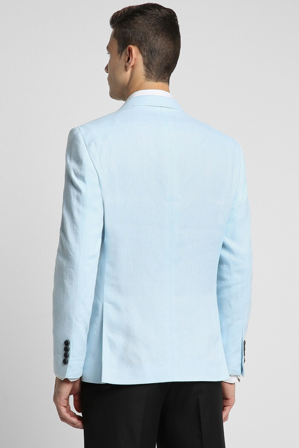 Image of PETER ENGLAND Men Solid Single Breasted Formal Blazer (Blue)