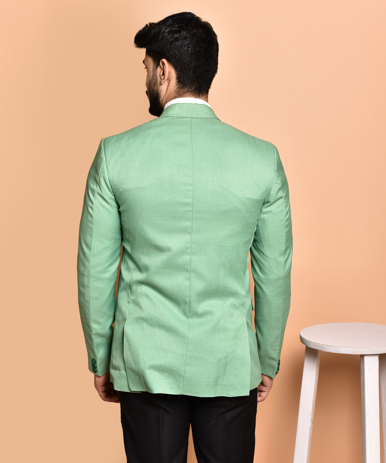Image of METRONAUT Men Solid Single Breasted Casual Blazer (Green)
