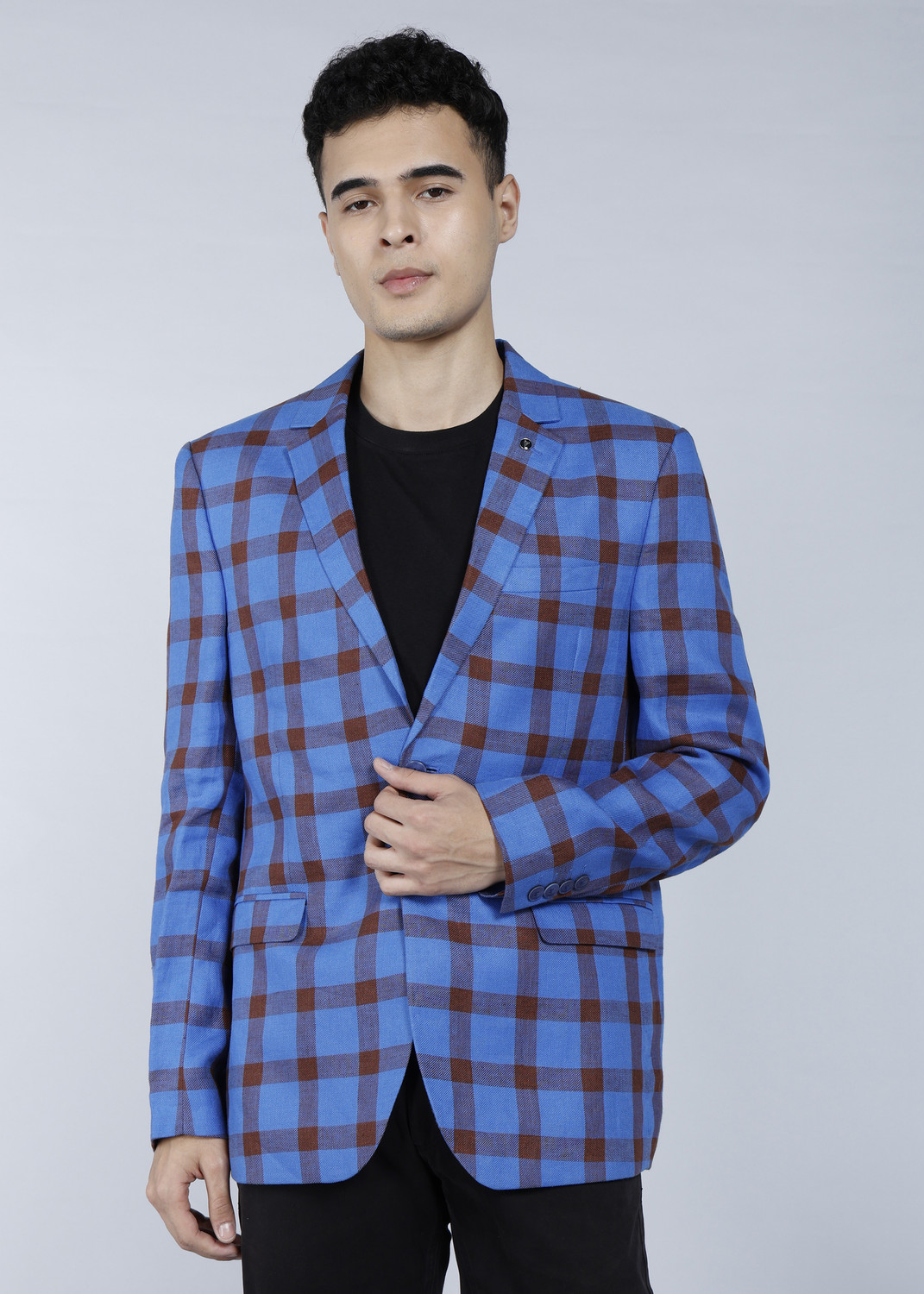 Image of PETER ENGLAND Men Solid Single Breasted Formal Blazer (Blue)