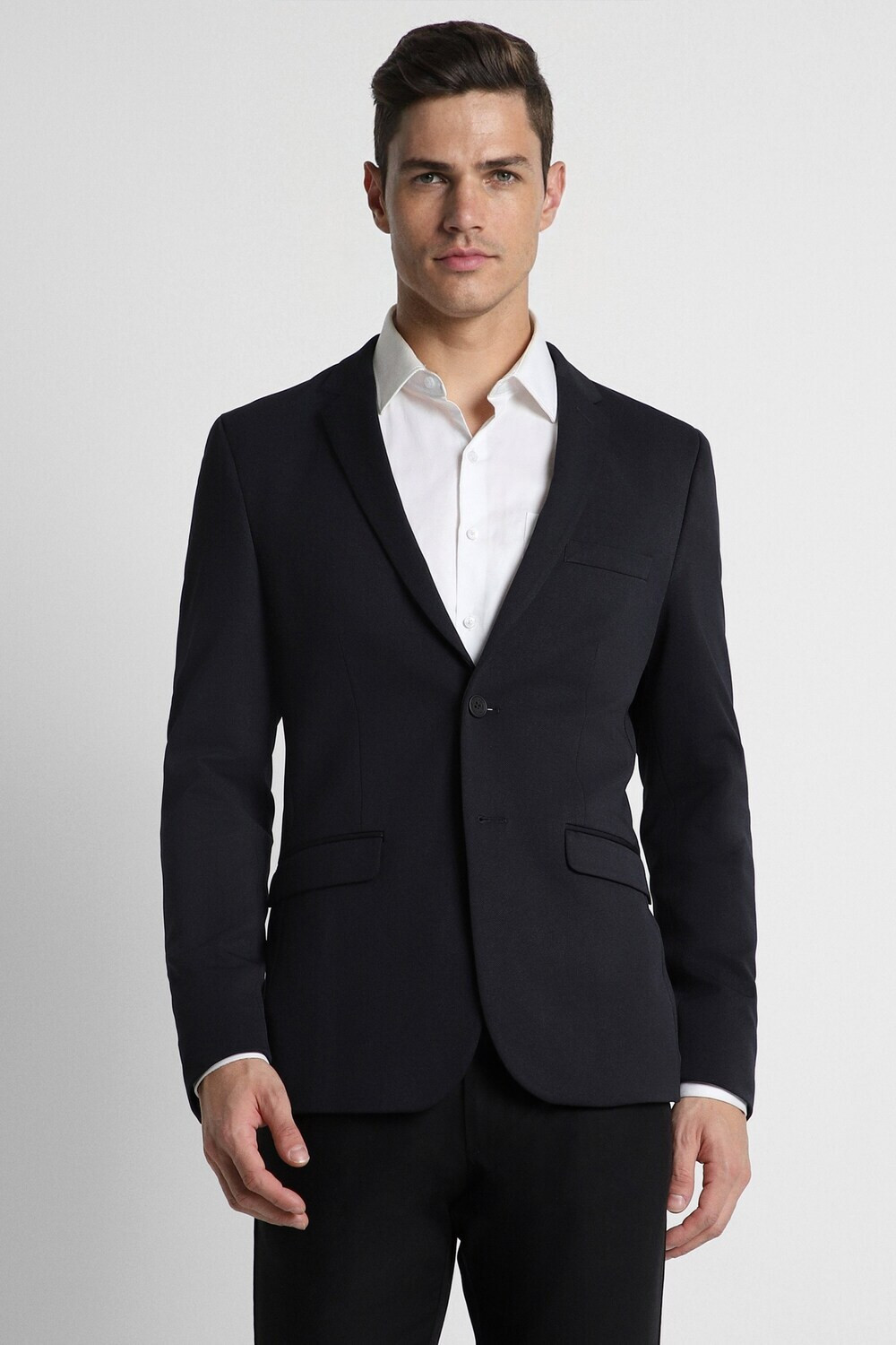 Image of PETER ENGLAND Men Solid Single Breasted Formal Blazer (Blue)