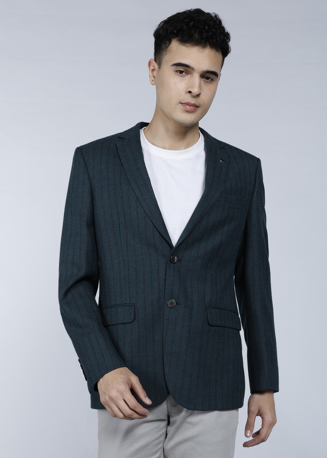 Image of PETER ENGLAND Men Checkered Single Breasted Formal Blazer (Brown)
