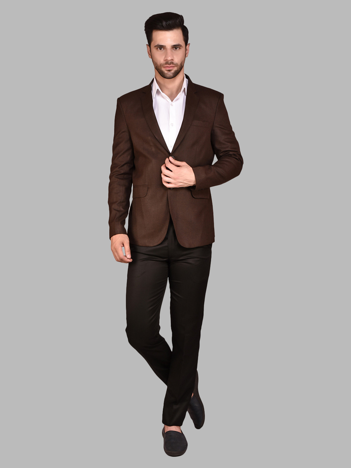 Image of METRONAUT Men Solid Single Breasted Casual Blazer (Green)