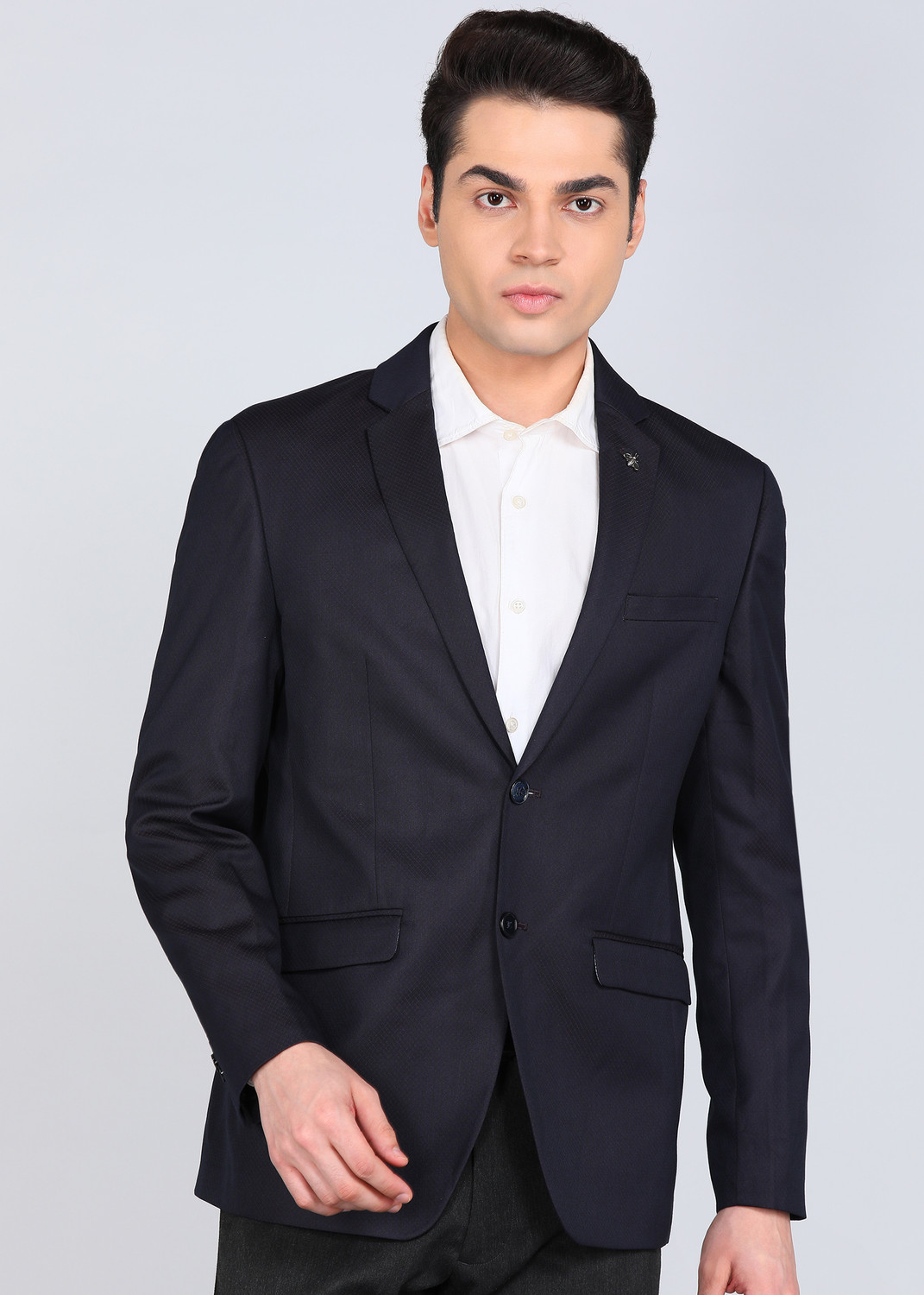 Image of PETER ENGLAND Men Checkered Single Breasted Formal Blazer (Brown)