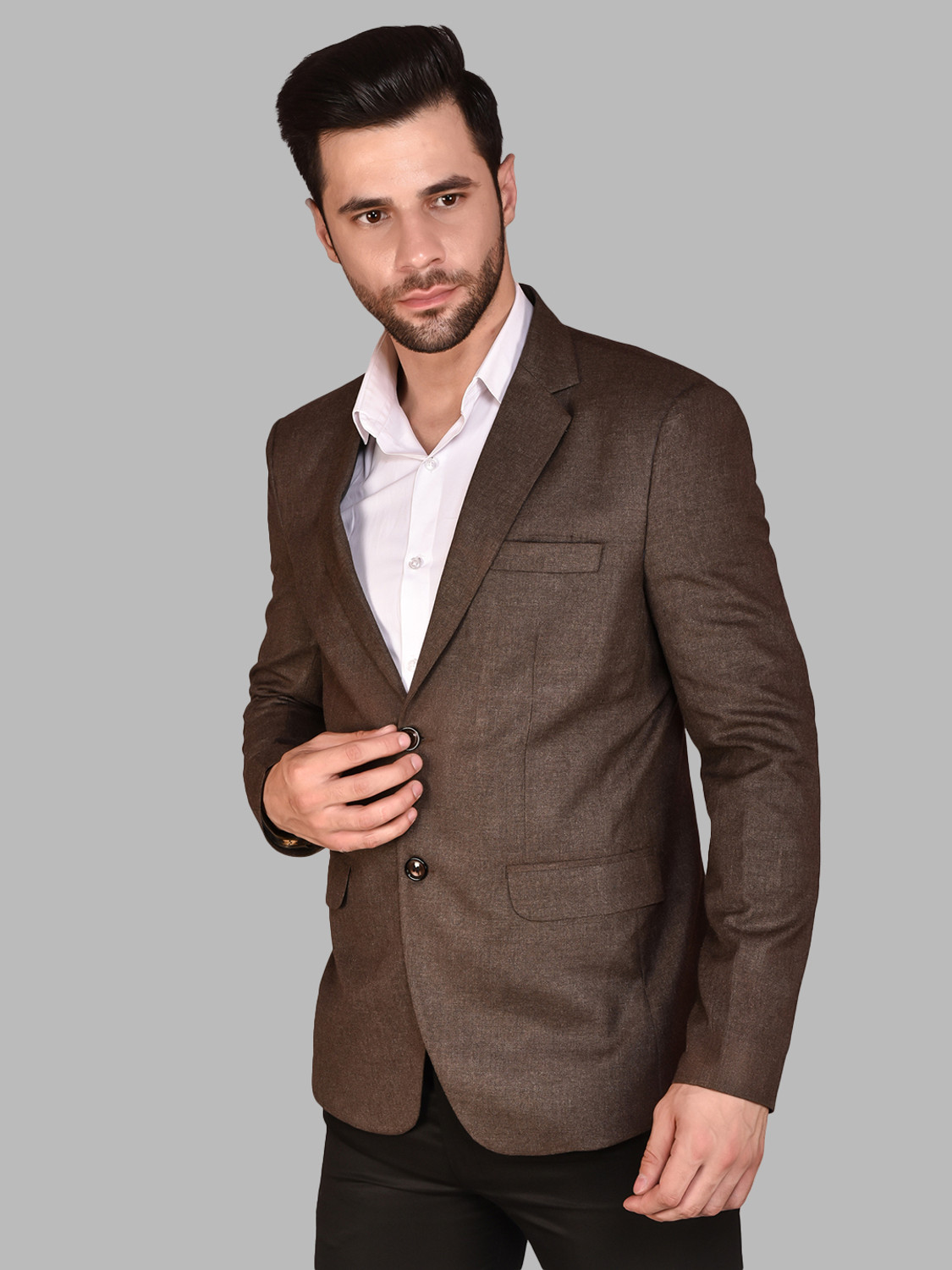 Image of METRONAUT Men Solid Single Breasted Casual Blazer (Green)