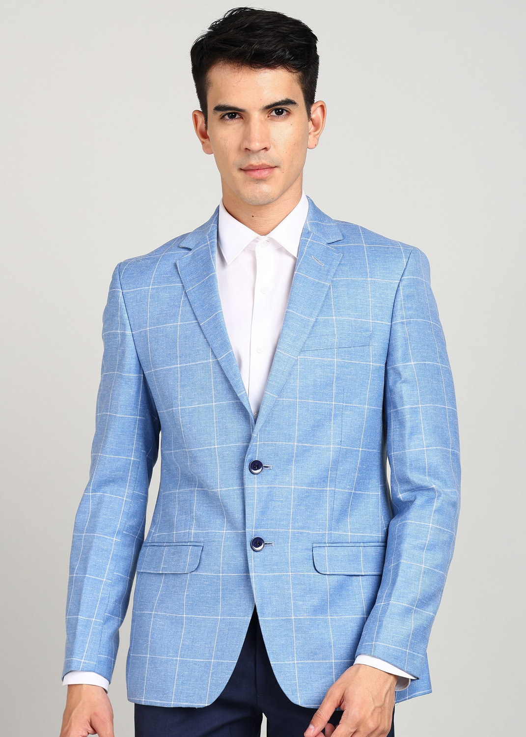 Image of Raymond Men Checkered Single Breasted Casual Blazer (Purple)