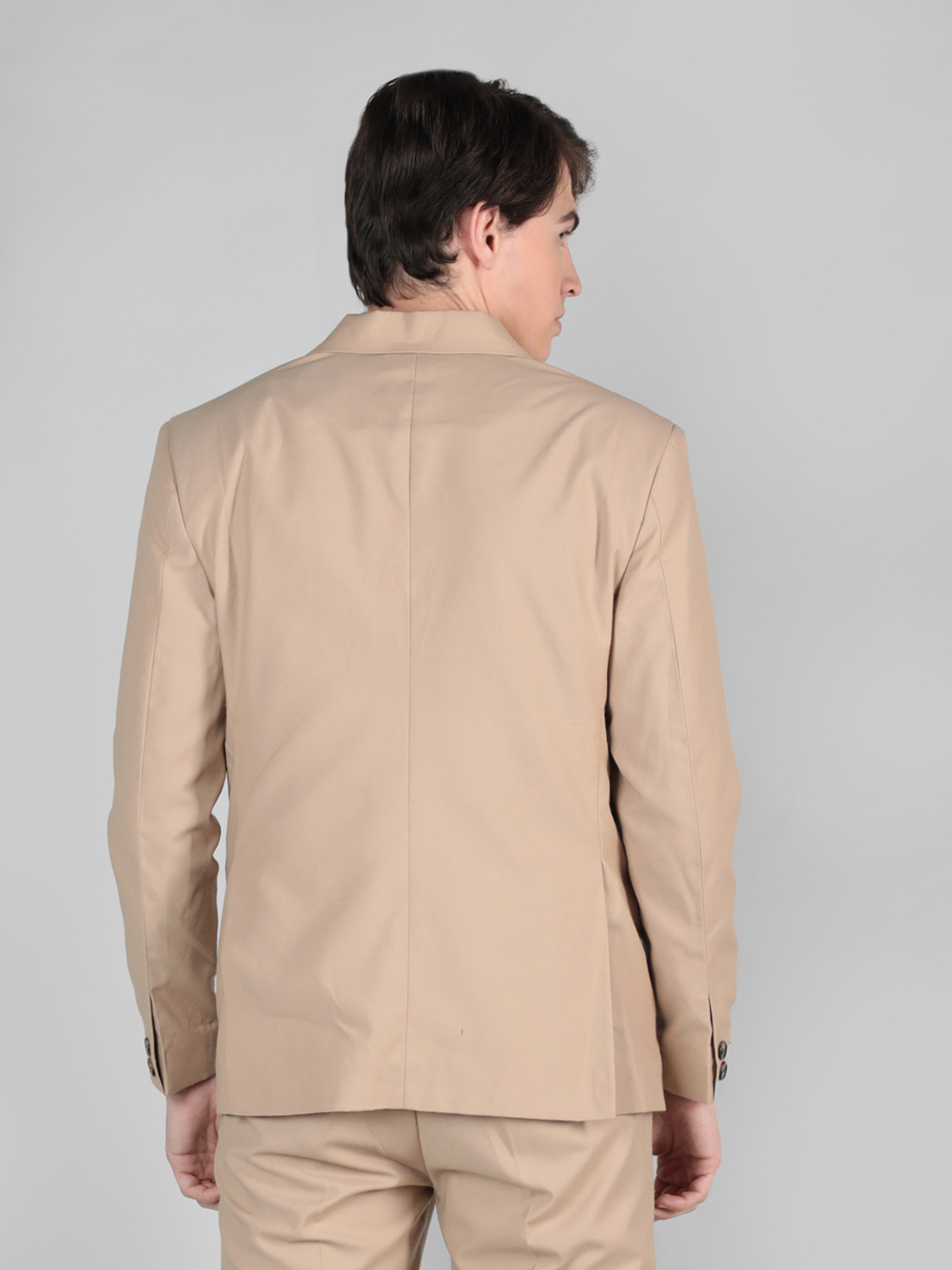 Image of CHKOKKO Men Solid Single Breasted Casual Blazer (Beige)