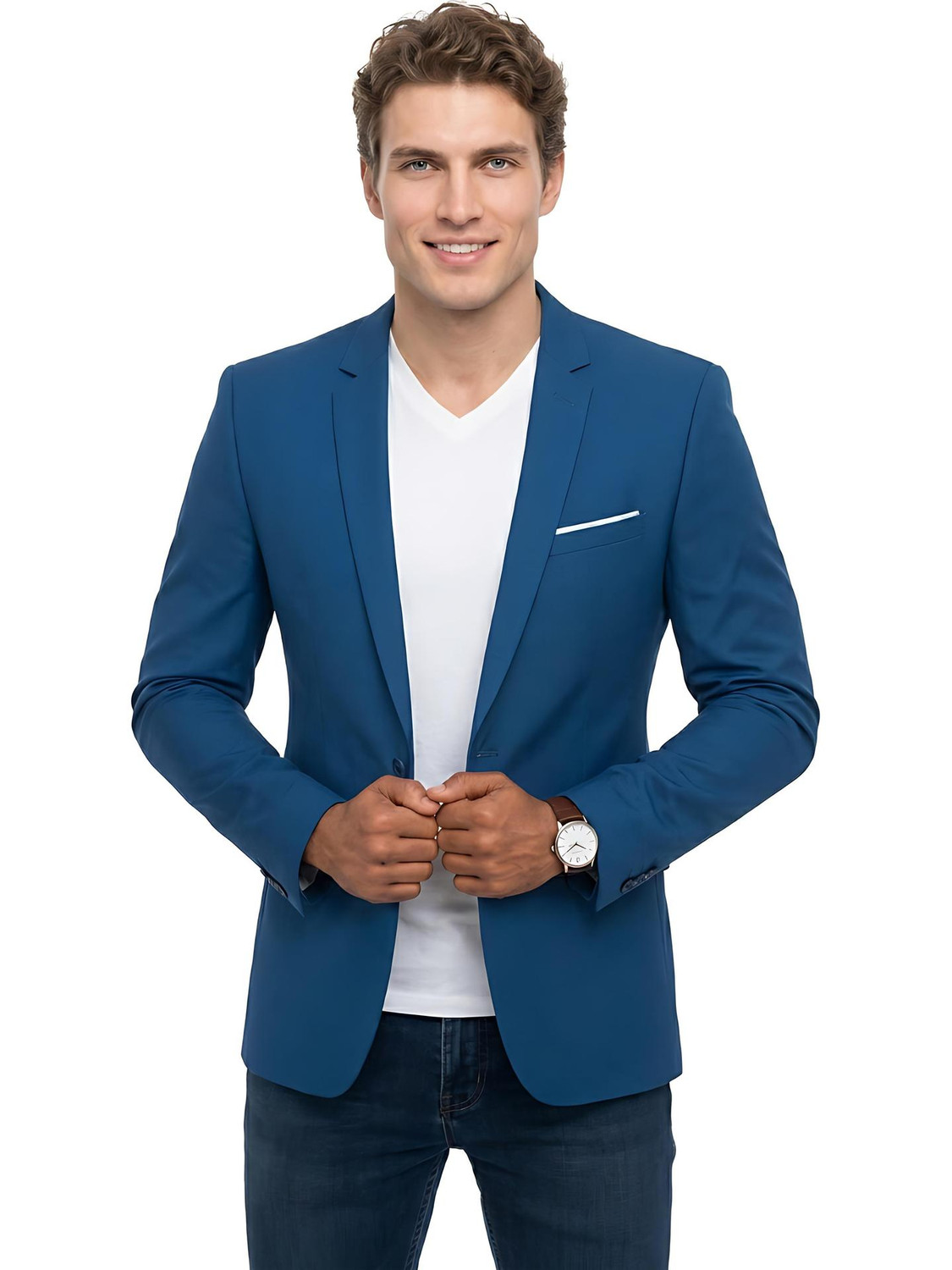 HUMJOLI MENS WEAR Men Solid Single Breasted Blazer - Image 1