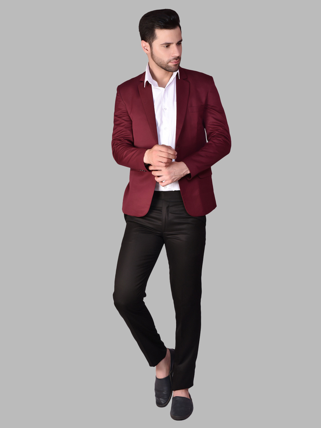 Image of METRONAUT Men Solid Single Breasted Casual Blazer (Green)