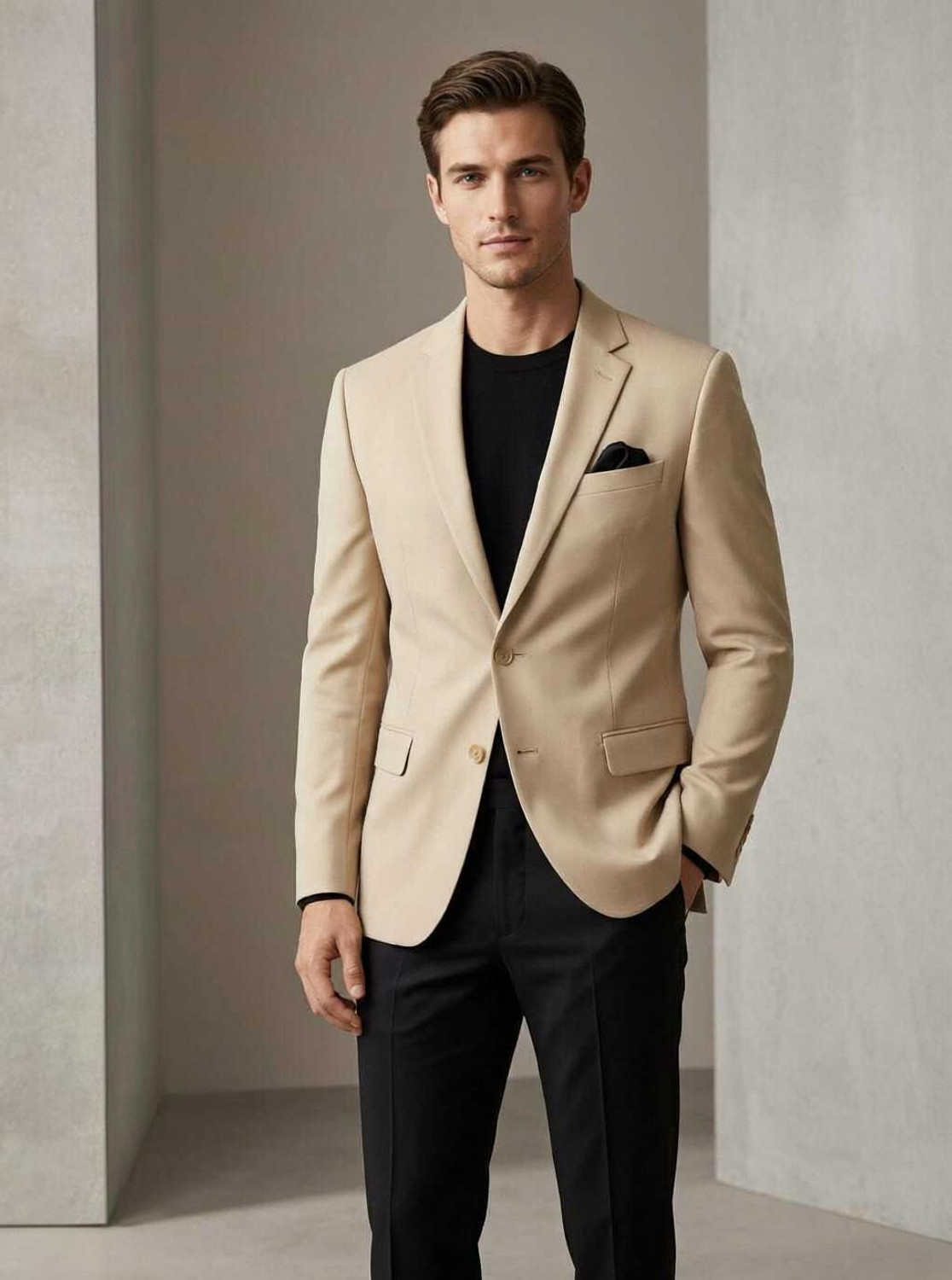 ASTHETIC Men's Solid Single Breasted Blazer - Image 1