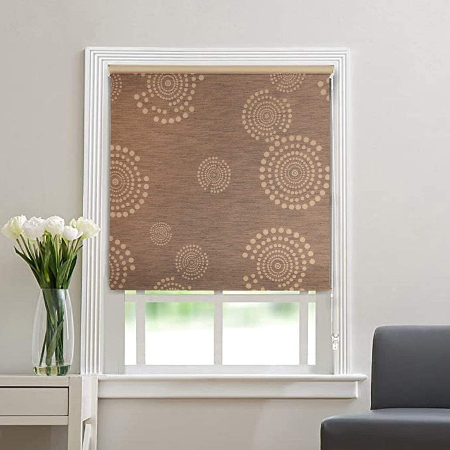 Image of GD GC Roller Blind Cord Drawn On Window (Polyester, 152 cm x 124 cm, (4.99 ft x 4.07 ft))