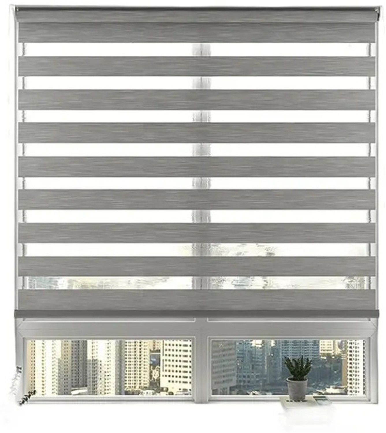 Image of GD GC Double Roller Blind Cord Drawn On Window (Polyester, 183 cm x 91 cm, (6.0 ft x 2.99 ft))