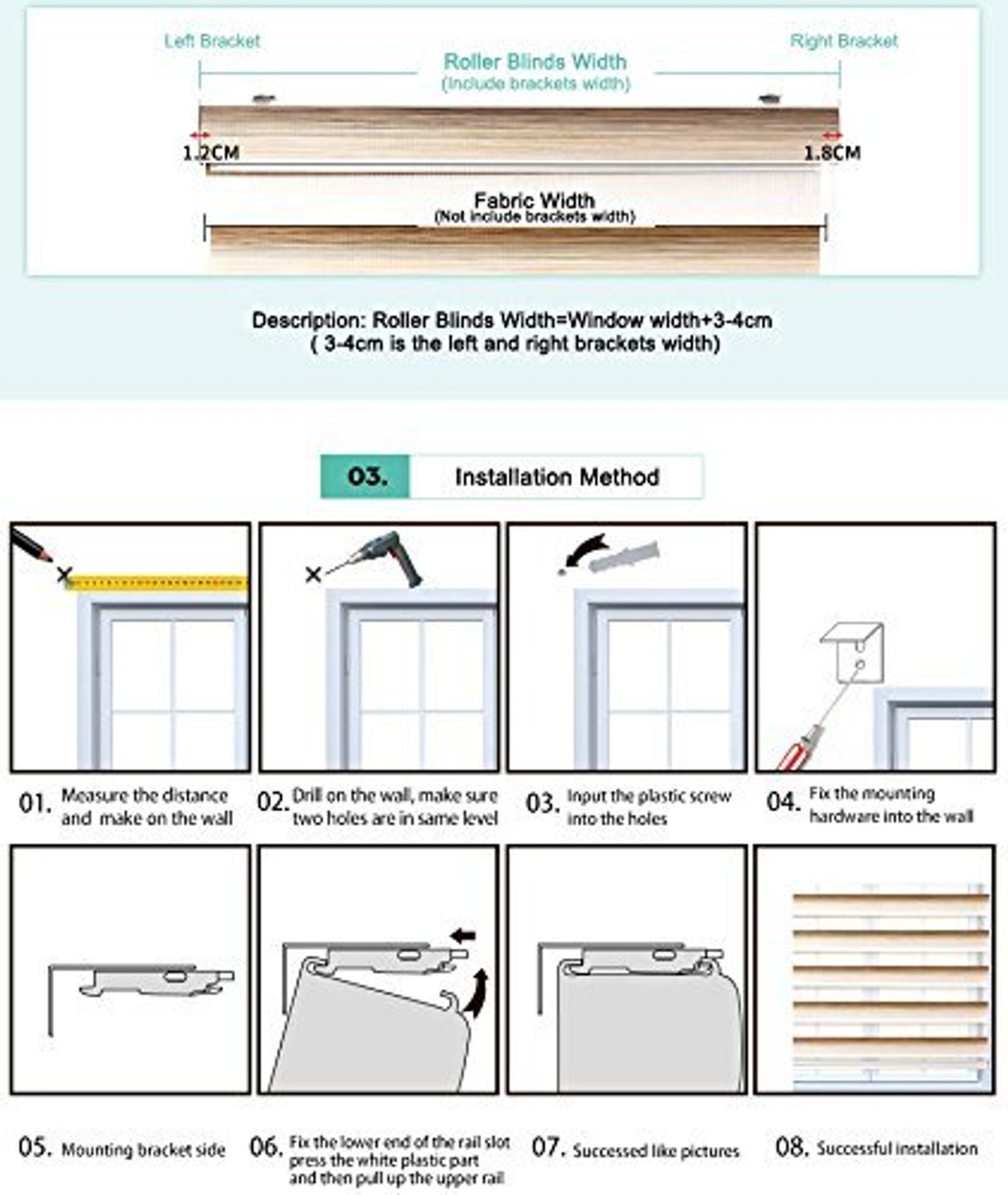 Image of GD GC Double Roller Blind Cord Drawn On Window (Polyester, 183 cm x 91 cm, (6.0 ft x 2.99 ft))