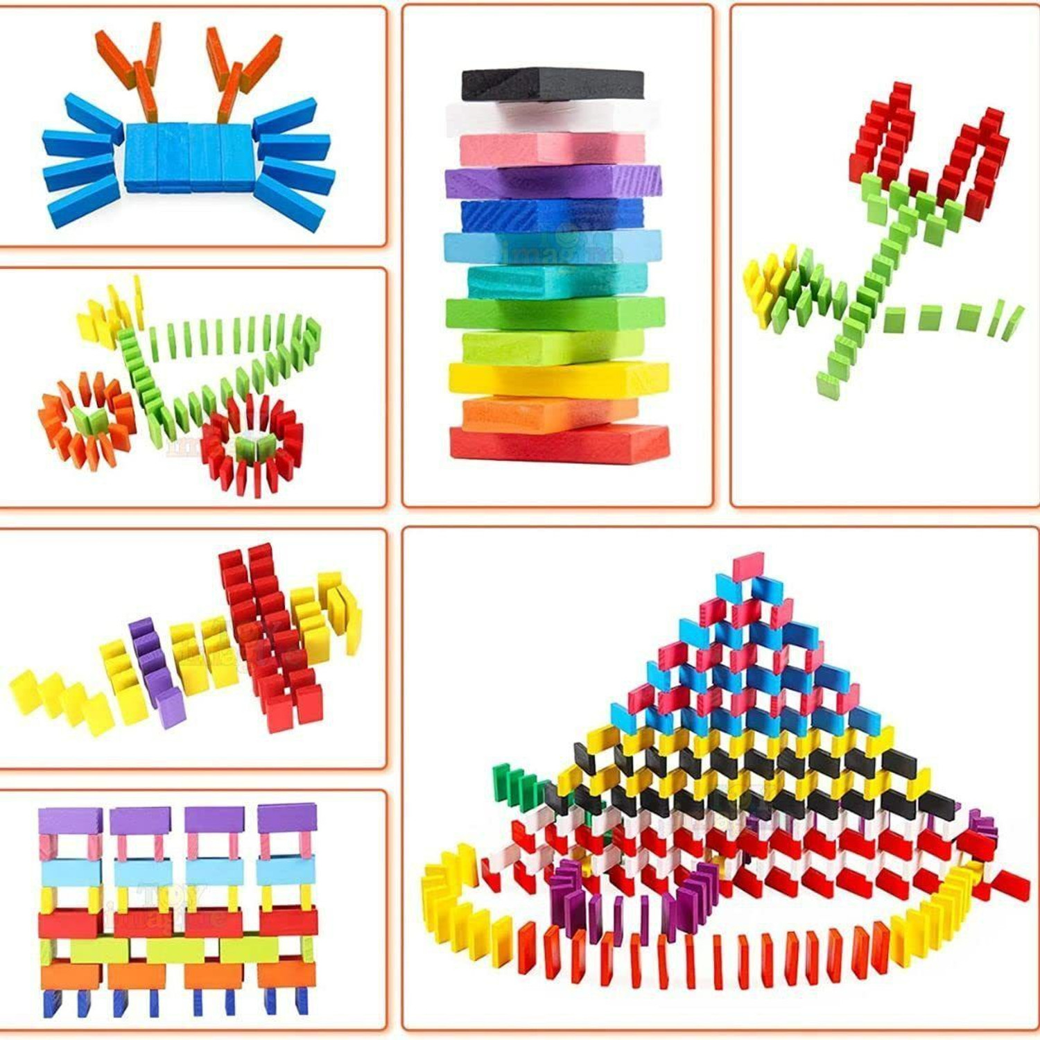 Image of Sharvil 120 Pcs Colorful Wooden Domino Block Set for Kids (Multicolor)