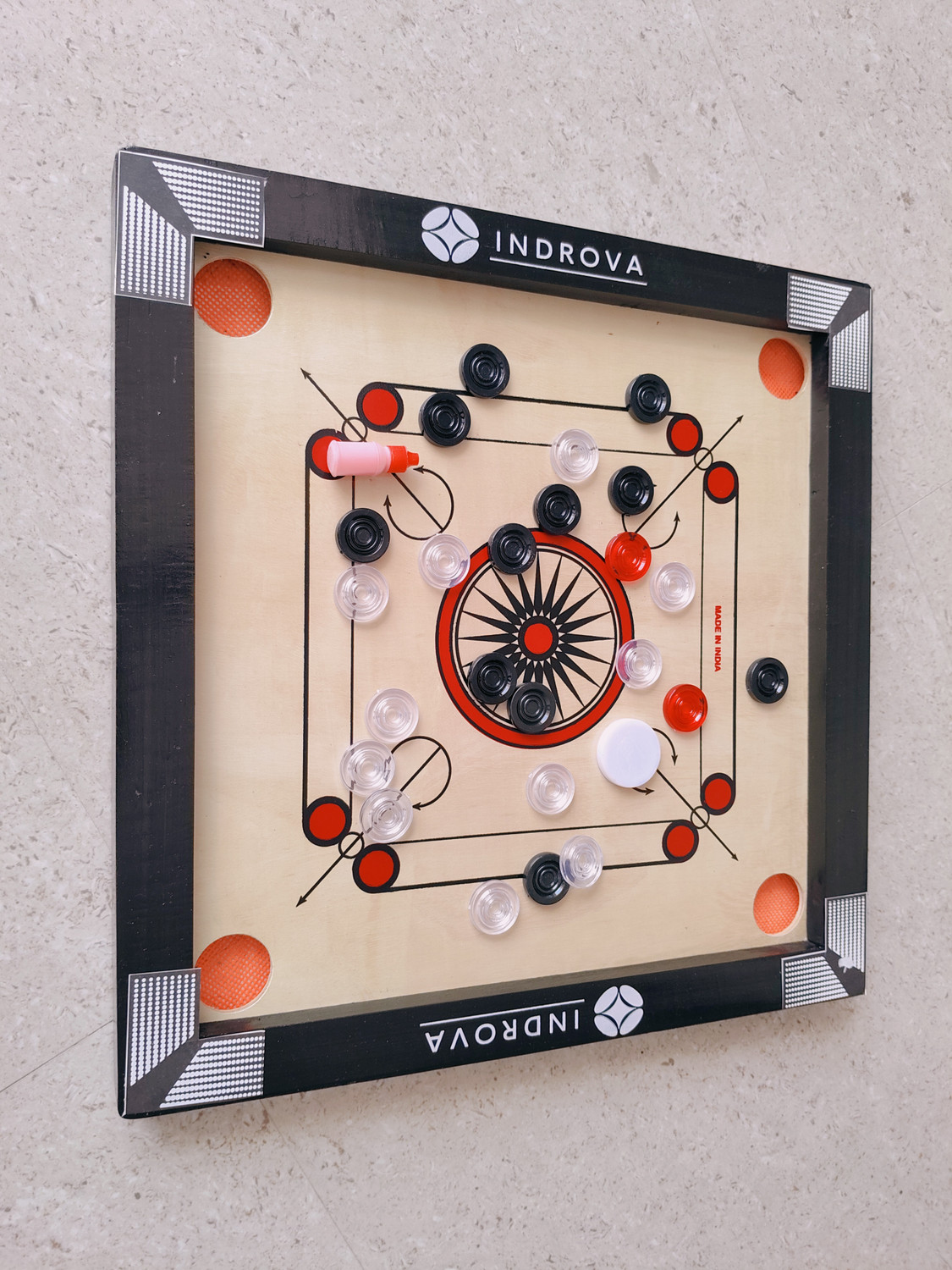 Image of BDS SPORTS CARROM BOARD 20INCH WITH CRYSTAL COIN 00001 50 cm Carrom Board (Black)