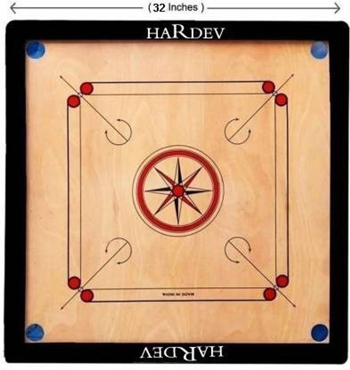 Image of Fitdex 32 Inch Carrom Large Size With Wooden Coins /Striker /Powder /. inch.: 80 cm Carrom Board (Brown)