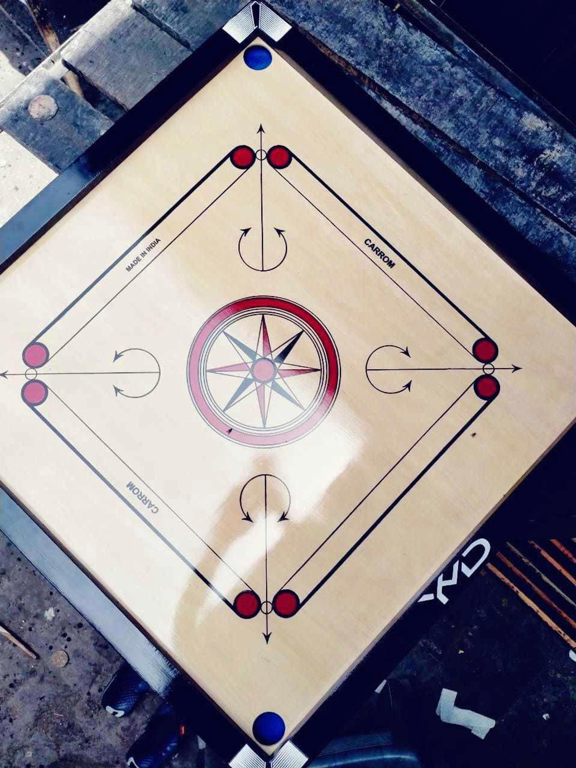 Image of Fitdex 32 Inch Carrom Large Size With Wooden Coins /Striker /Powder /. inch.: 80 cm Carrom Board (Brown)