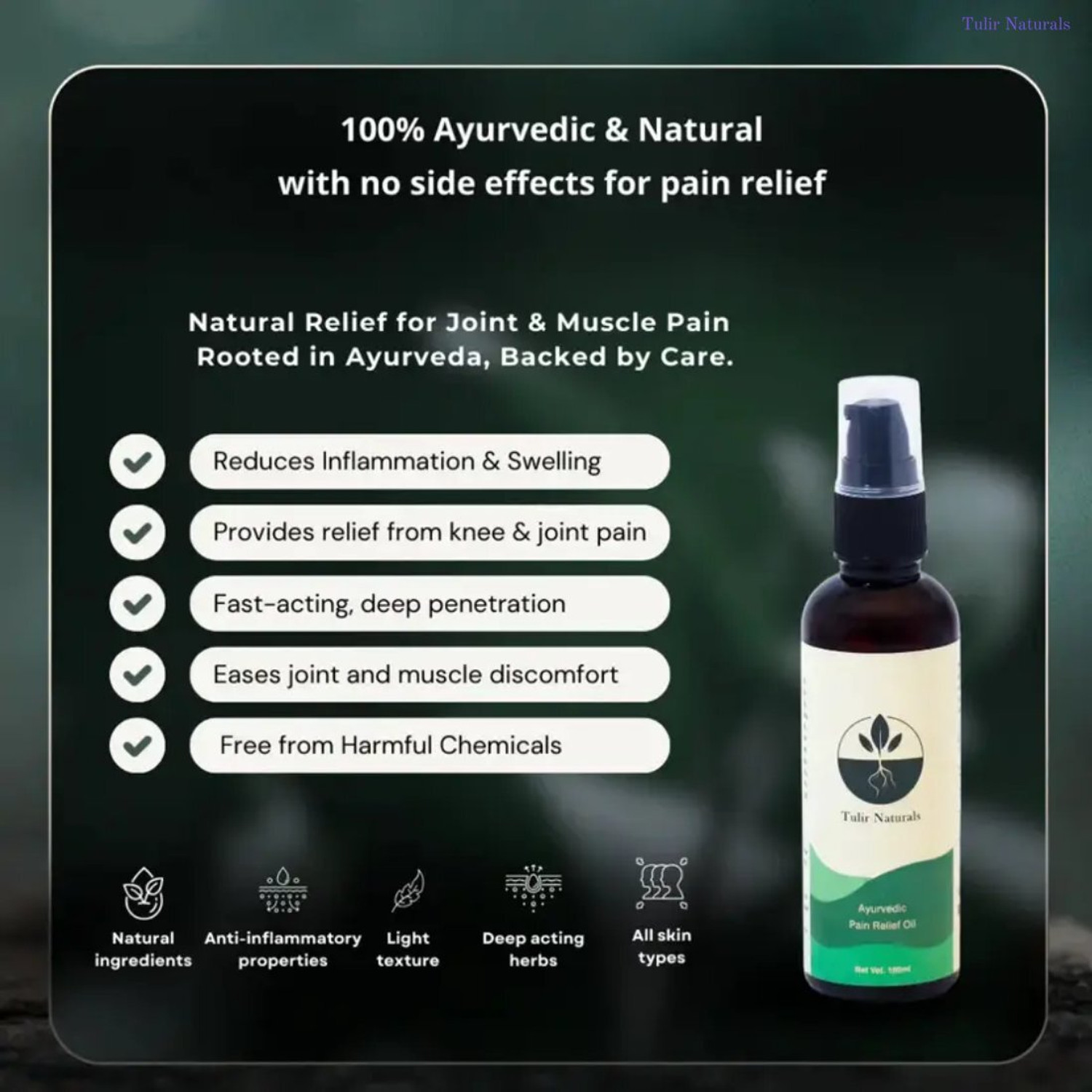 Image of Tulir Naturals Pain Oil | Ayurvedic Pain Relief for Back Pain Liquid (2 x 100 ml)