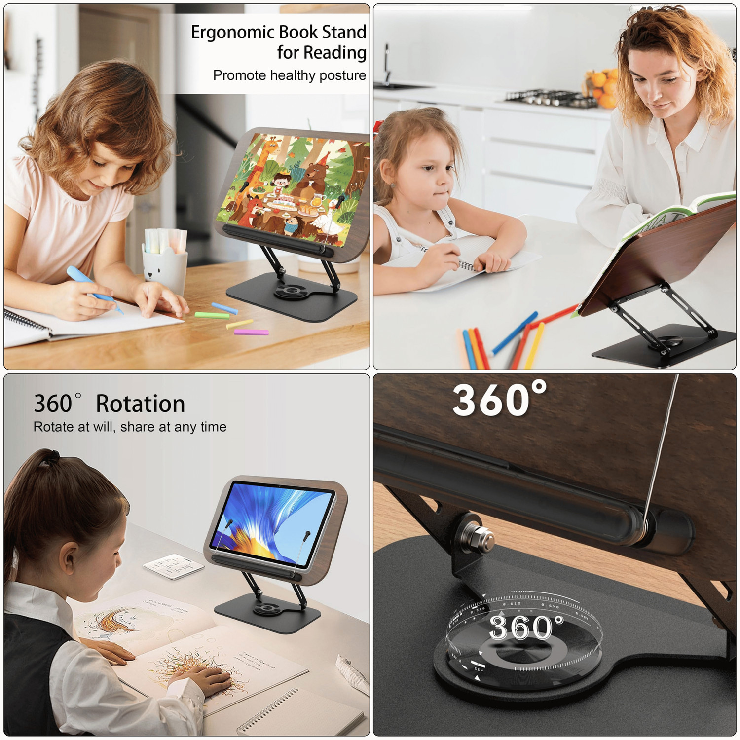 Image of Sunchhaya New Book Stand for Reading, Writing, Painting, Laptop Stand Carbon Steel, Plywood Book End (Brown, Pack of 1)