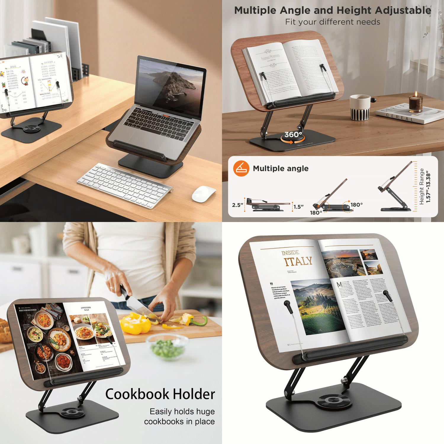 Image of Sunchhaya New Book Stand for Reading, Writing, Painting, Laptop Stand Carbon Steel, Plywood Book End (Brown, Pack of 1)