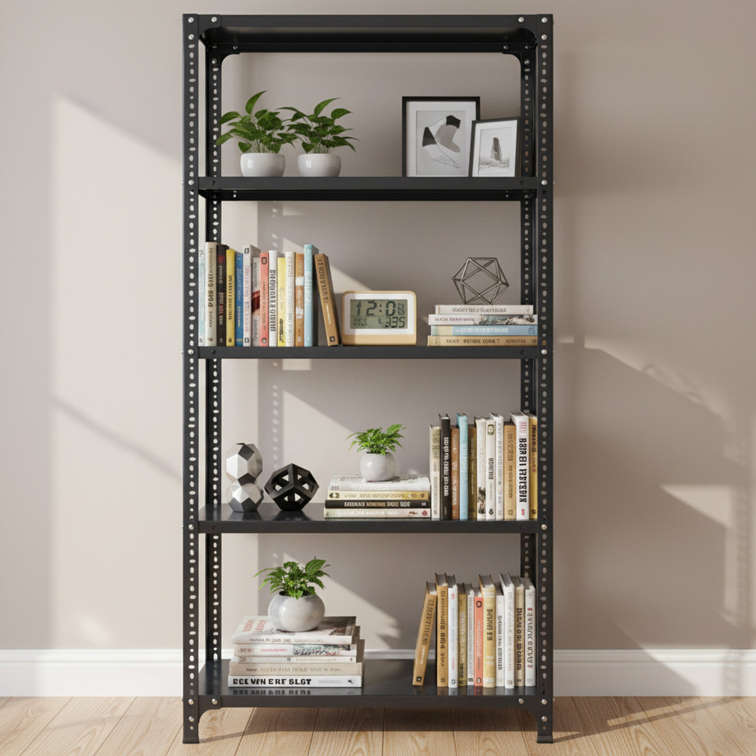 Image of ZHENAURA PB1 Metal Close Book Shelf (Finish Color - White, DIY(Do-It-Yourself))