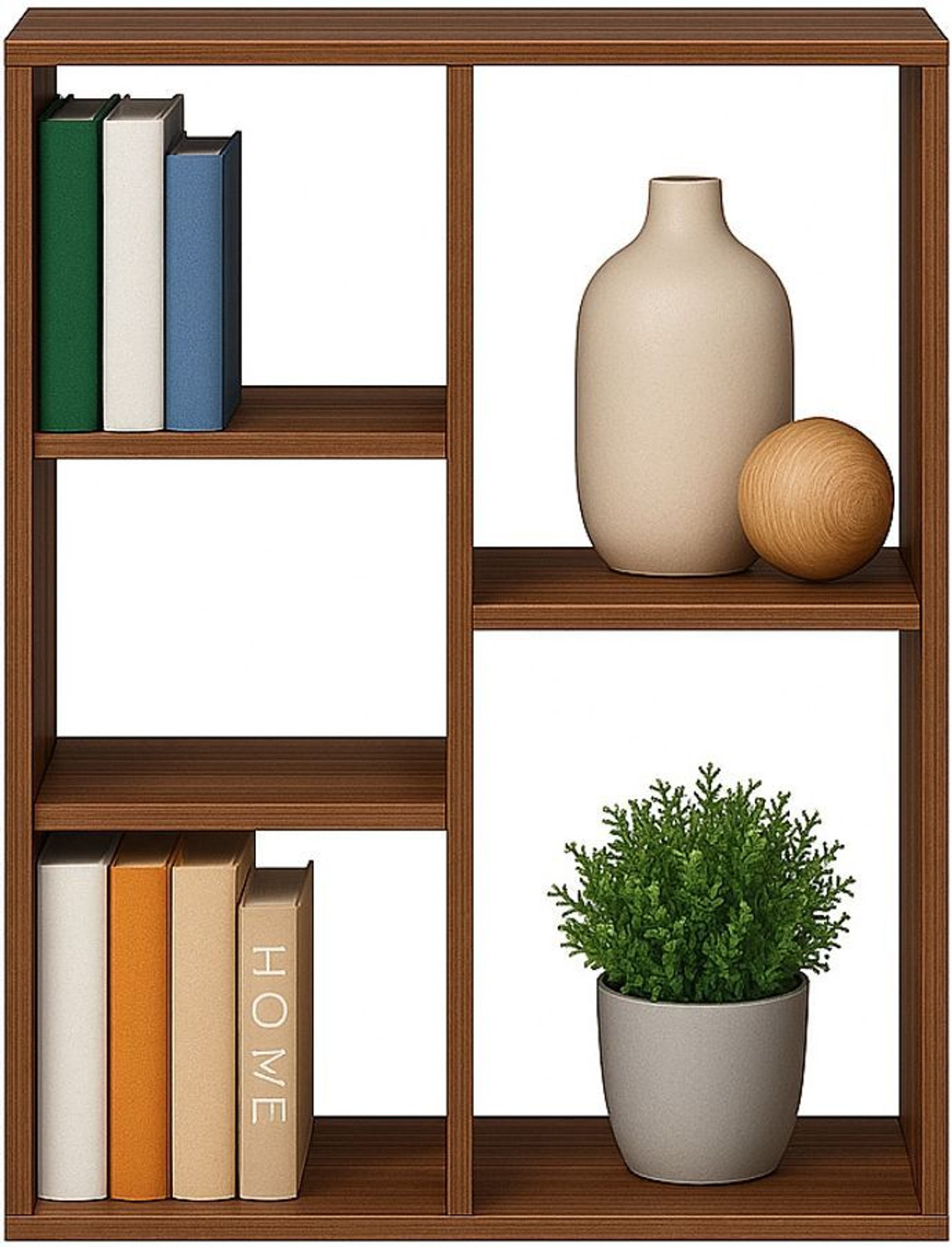 Image of Enigmatic Woodworks 5 Cube Bookshelf, Multi-Purpose Storage Organizer for Home, Office & Classroom Engineered Wood Open Book Shelf (Finish Color - Walnut, DIY(Do-It-Yourself))