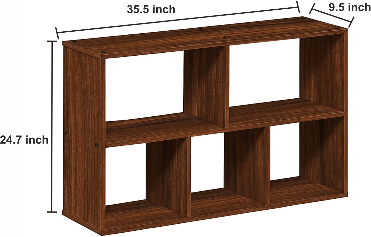Image of Enigmatic Woodworks 5 Cube Bookshelf, Multi-Purpose Storage Organizer for Home, Office & Classroom Engineered Wood Open Book Shelf (Finish Color - Walnut, DIY(Do-It-Yourself))