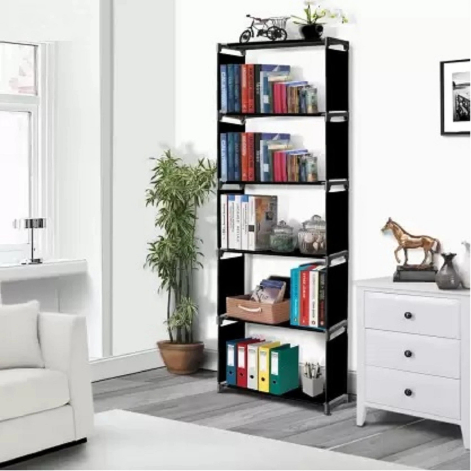Image of Eemway Metal Open Book Shelf (Finish Color - black, DIY(Do-It-Yourself))