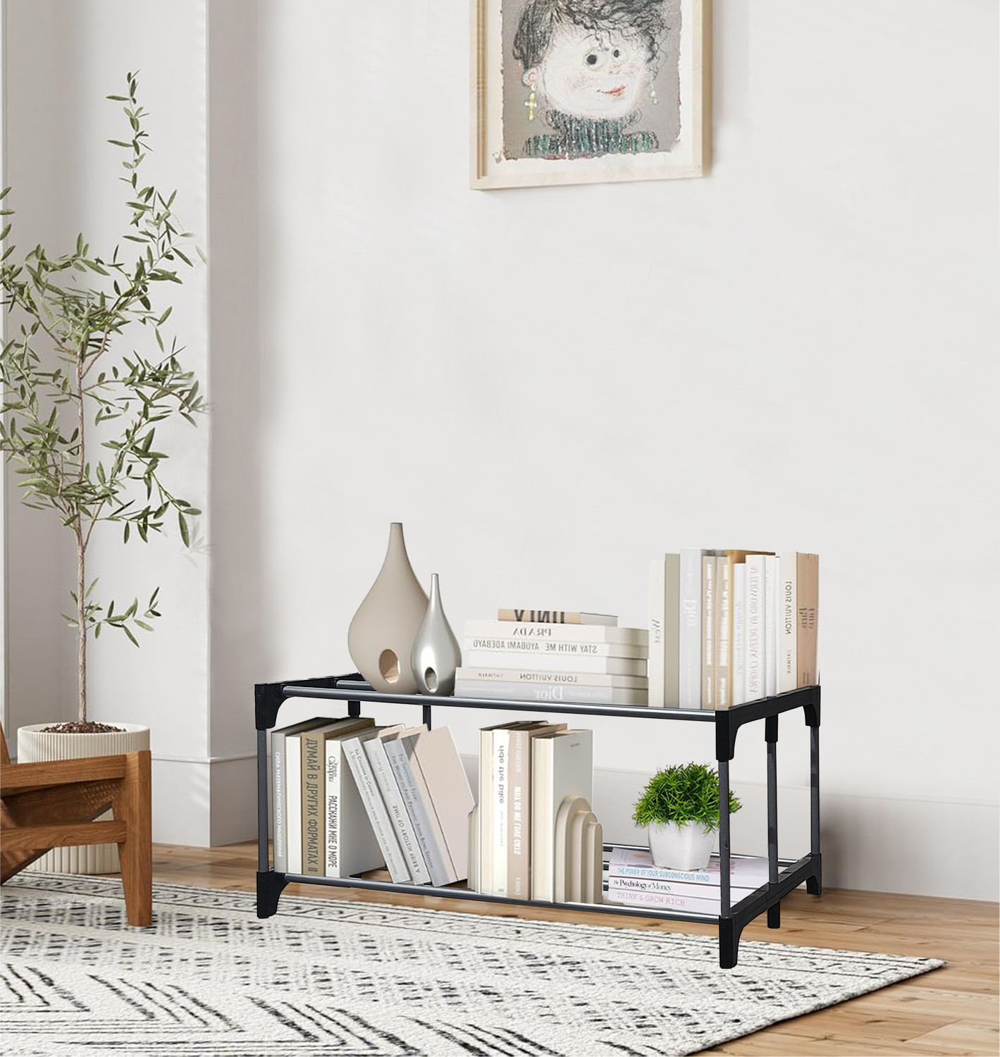Image of Eemway Metal Open Book Shelf (Finish Color - black, DIY(Do-It-Yourself))