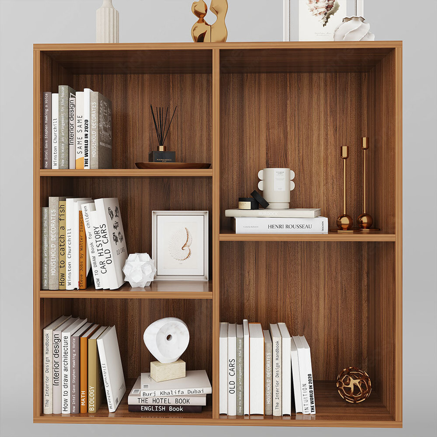 Image of HOMEEASY Engineered Wood Open Book Shelf (Finish Color - Brown, DIY(Do-It-Yourself))