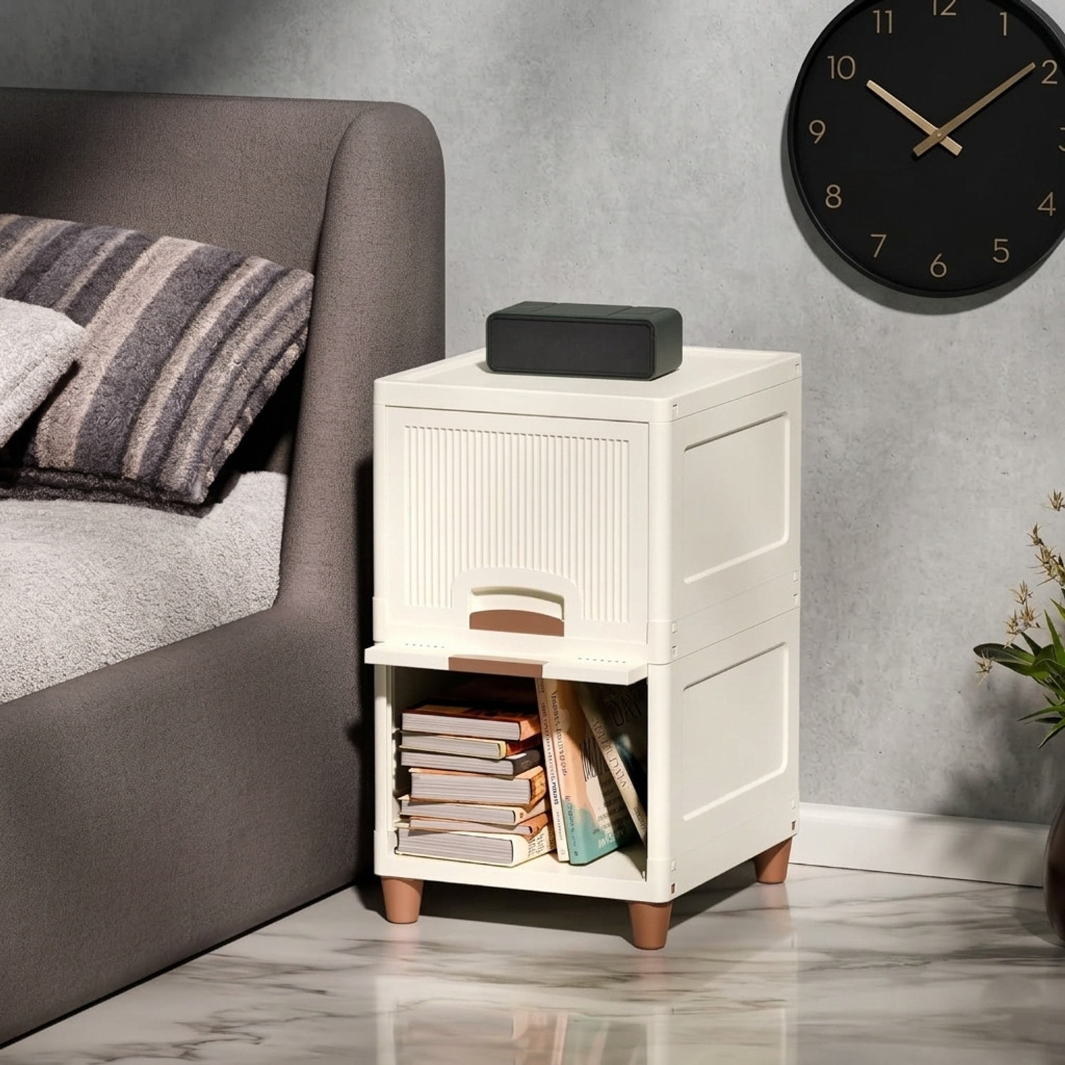 Image of MAXTID Plastic Semi-Open Book Shelf (Finish Color - White, DIY(Do-It-Yourself))
