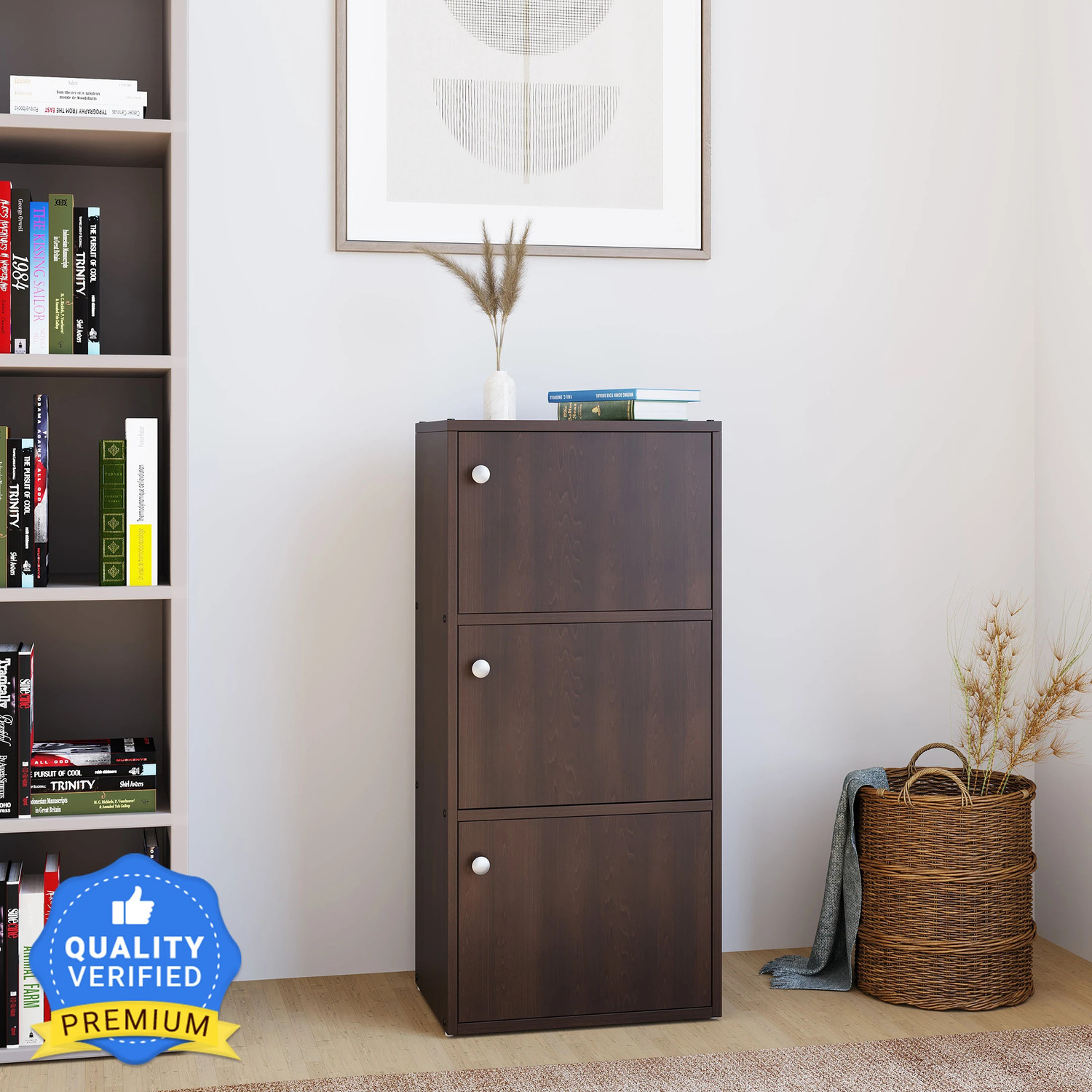 Image of HOMEEASY Engineered Wood Open Book Shelf (Finish Color - Brown, DIY(Do-It-Yourself))