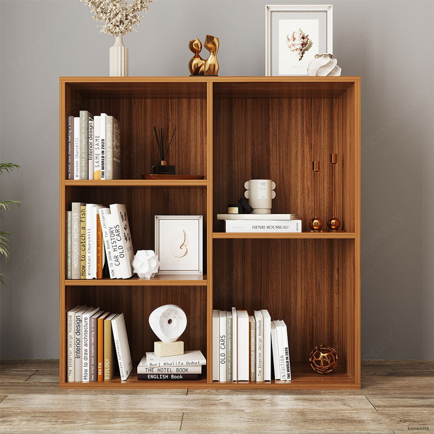 Image of HOMEEASY Engineered Wood Open Book Shelf (Finish Color - Brown, DIY(Do-It-Yourself))
