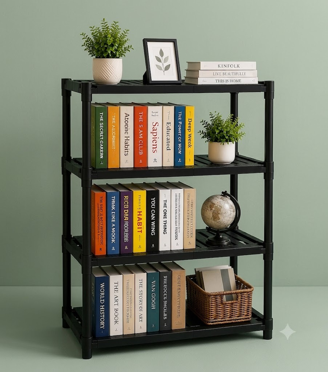 Image of Flipkart Perfect Homes Studio Wall Panel Print Plastic Metal 15 Shelf Book Organizer Metal Open Book Shelf (Finish Color - Brown Finish, DIY(Do-It-Yourself))