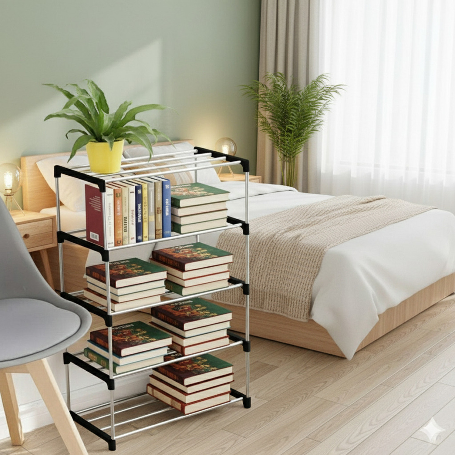 Image of Eemway Metal Open Book Shelf (Finish Color - black, DIY(Do-It-Yourself))
