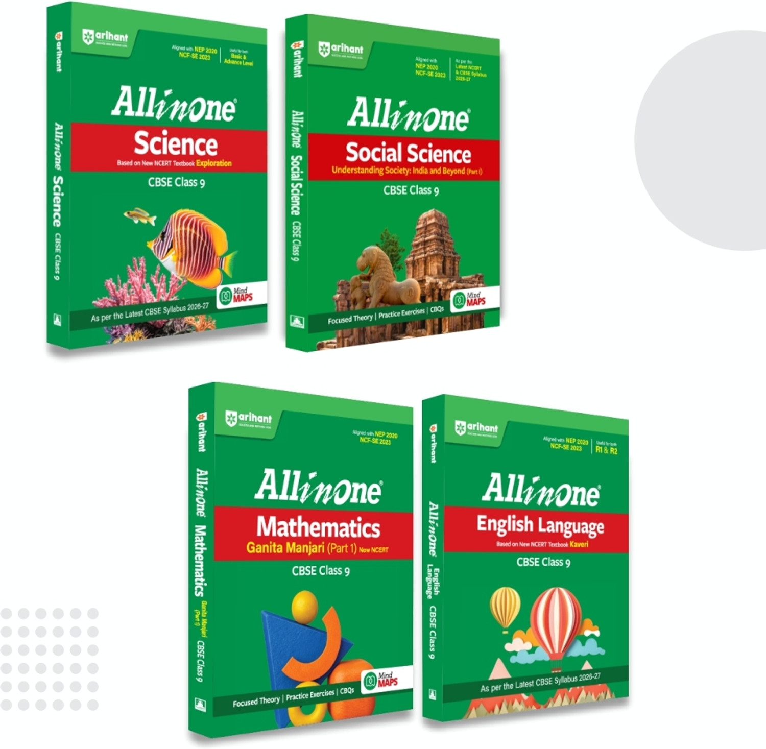 Arihant Publications India Limited Arihant All in One Class 9 CBSE Combo 2026-27 | Science (Exploration), Mathematics (Ganita Manjari Part-1), Social Science (Understanding Society: India and Beyond Part-1) & English Language (Keveri) (Paperback, Siddhartha Shankar, Nisha Roy, Priyanka Swami, Tamanna Sharma, Subhanjana Mukherjee,) - Image 1