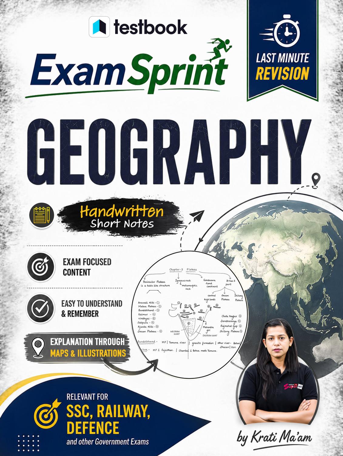 ExamSprint Geography by Krati ma'am - Black & White Handwritten Short - Image 1