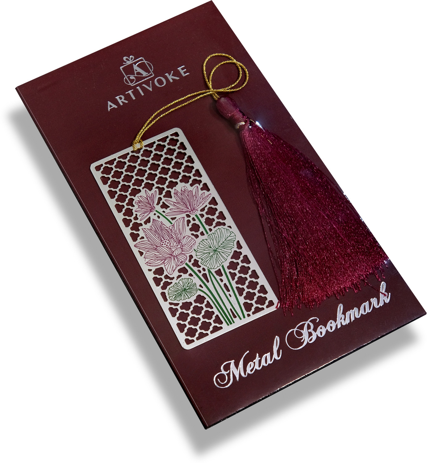 Image of Artivoke ART0038 The Beautiful Bookmark silver-plated with enamel art work Bookmark. Bookmark (A Beautiful Cutwork Flower Design, Silver)