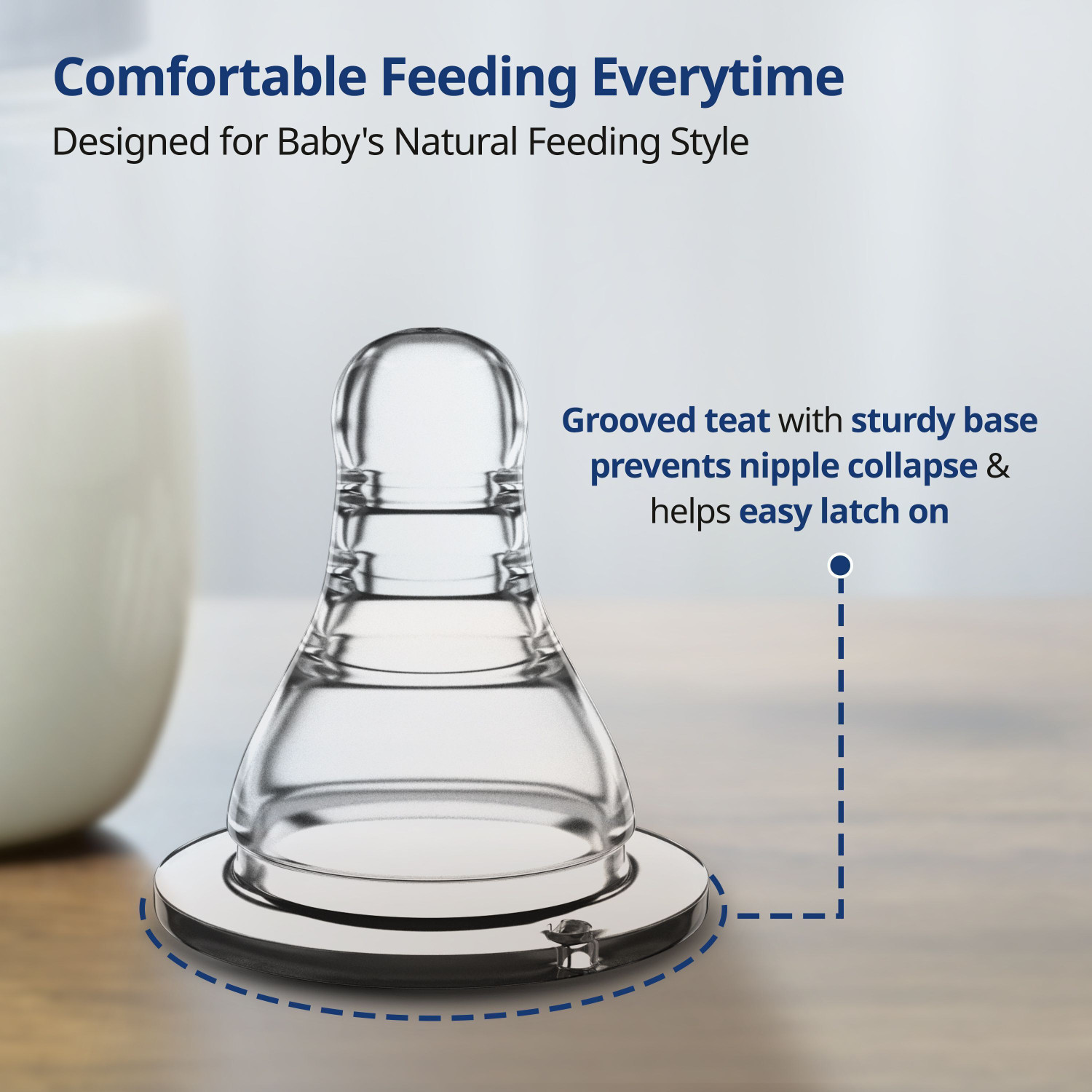 Image of LuvLap Anti-Colic Essential Teat /Nipple for Slim /Regular Neck Bottle, 0m+ Slow Flow Nipple (Pack of 4 Nipples)