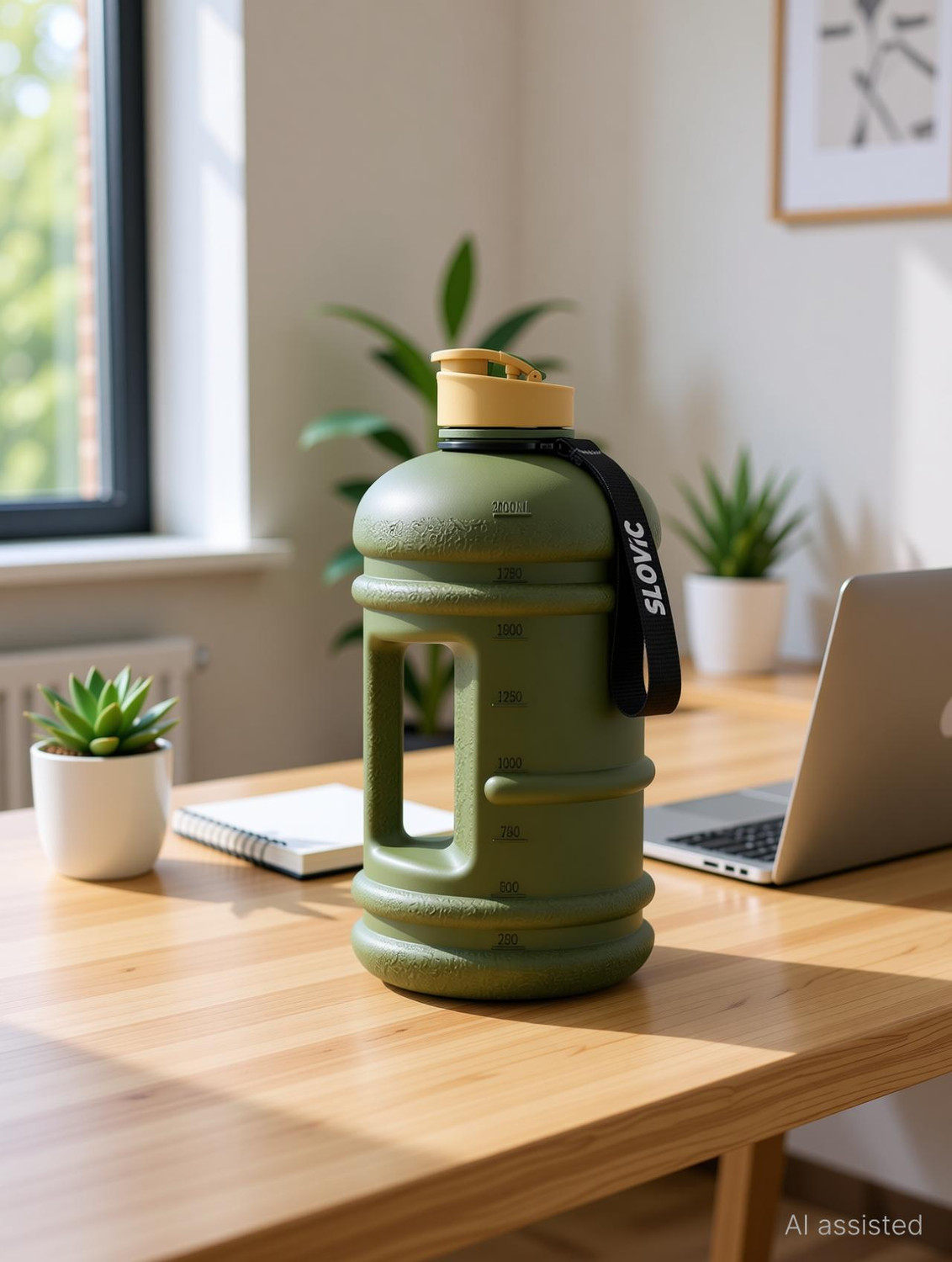 Image of SLOVIC Water Bottle | Gym Water Bottle for Adults | Gallon Water bottle 2200 ml PET Bottle (Pack of 1, Green)