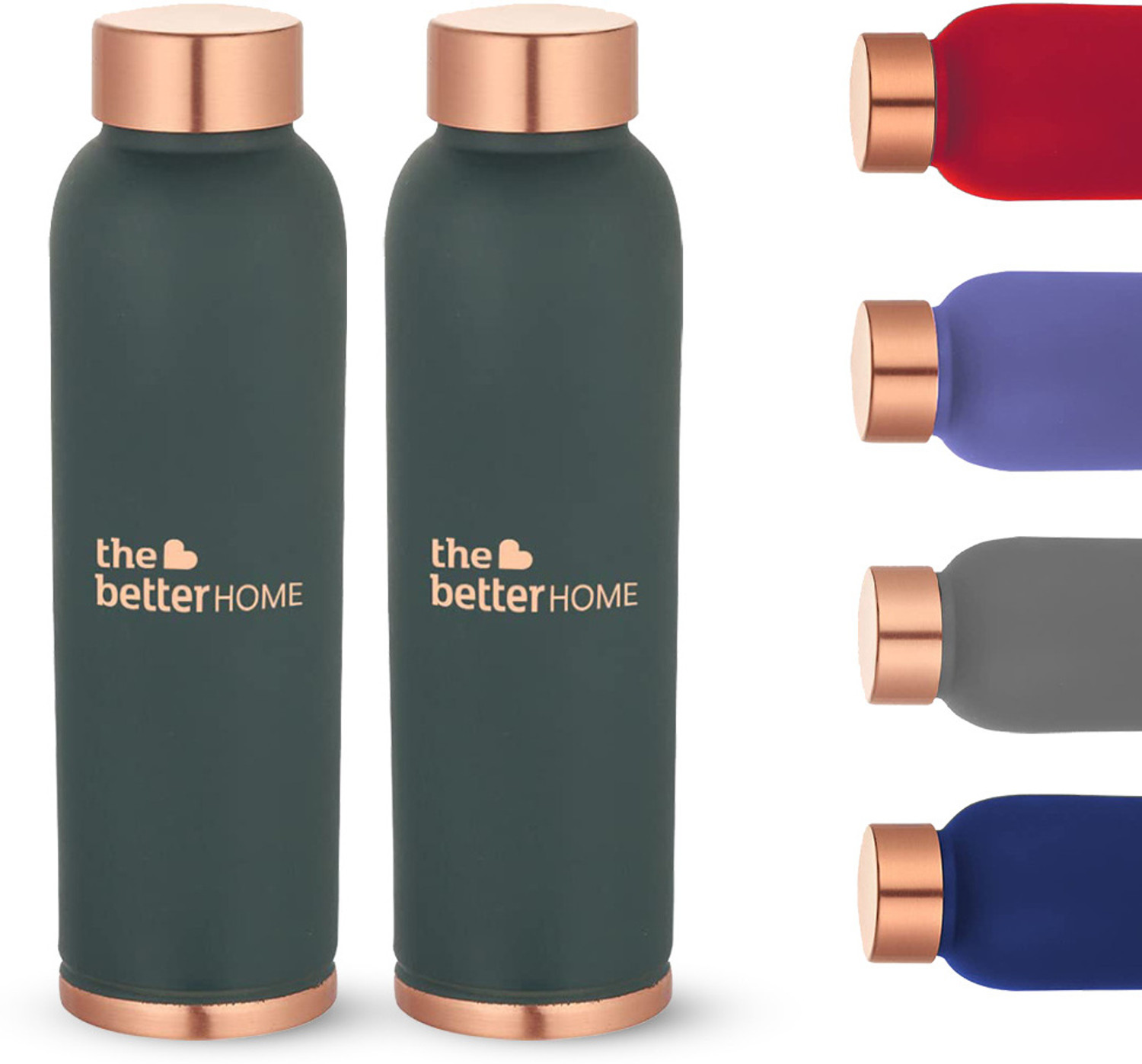 Image of THE ROYAL TEAK Antique plain copper bottle 950 ml Copper Bottle (Pack of 1, Copper)
