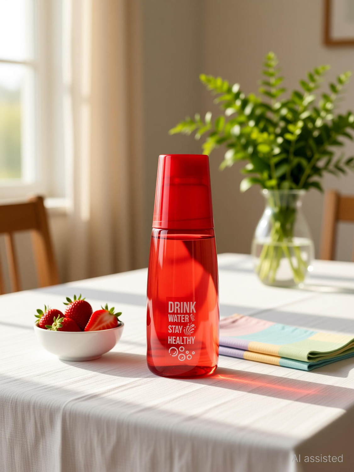 Image of 2Seven water bottle with glass for fridge 6pc 1000 ml Plastic Bottle With Drinking Glass (Pack of 6, Multicolor)