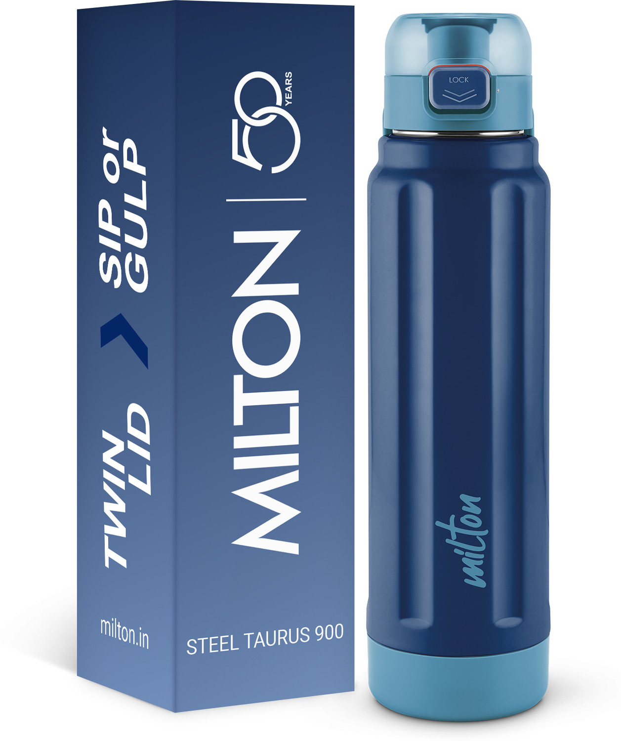 Image of MILTON Aura 1000 Thermosteel 1050 ml Steel Bottle (Pack of 1, Blue)