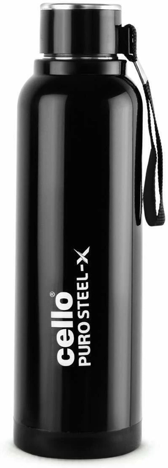 Image of Cello Duro Hector Flask, Vacusteel Water Bottle 1100 Ml 1100 ml Steel Flask (Pack of 1, Black)