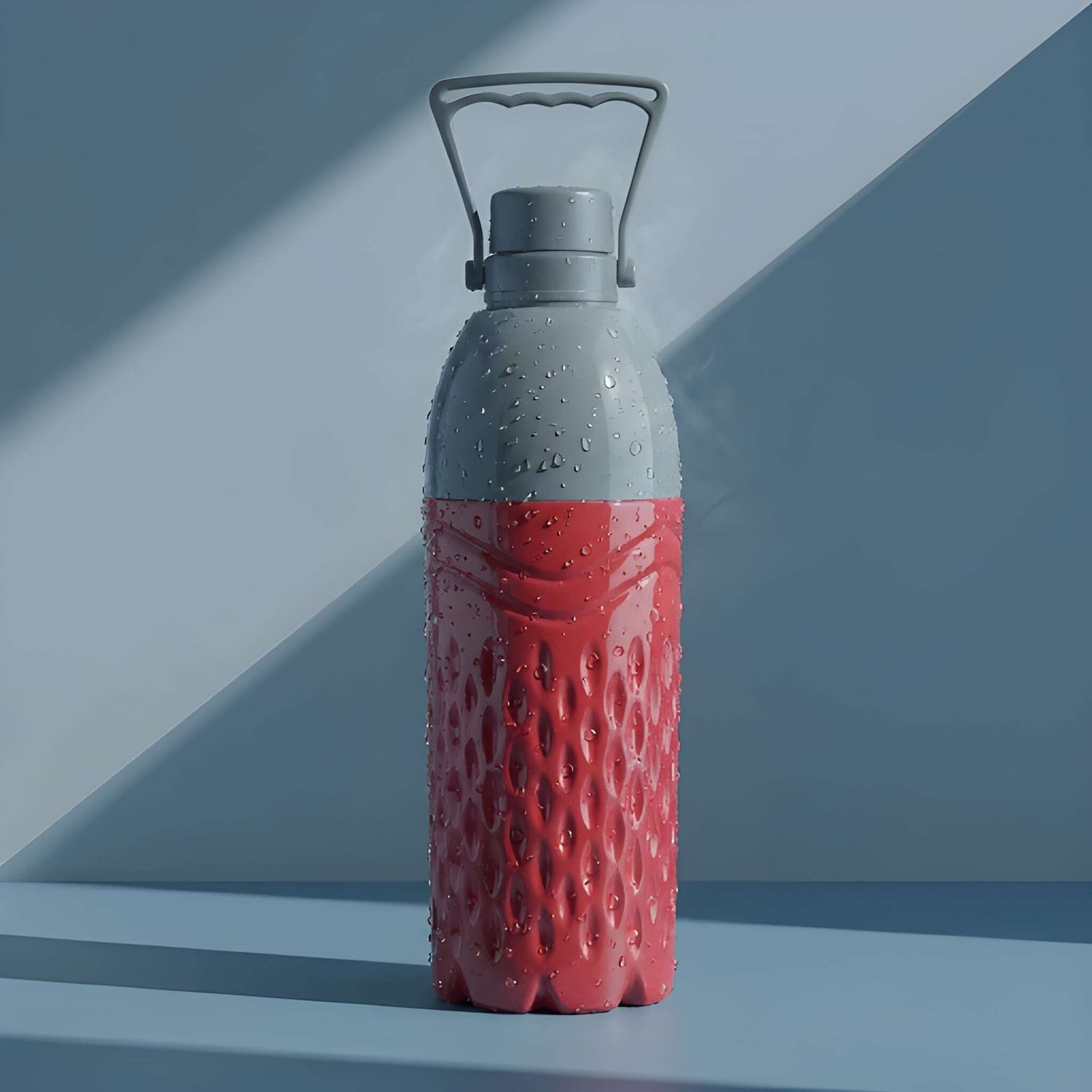 Image of GHARVAKHRI 1.5 Liter Insulated Water Bottle | Hot & Cold, BPA Free, Leak Proof Steel Lid 1500 ml Plastic Bottle (Pack of 1, Red, Grey)