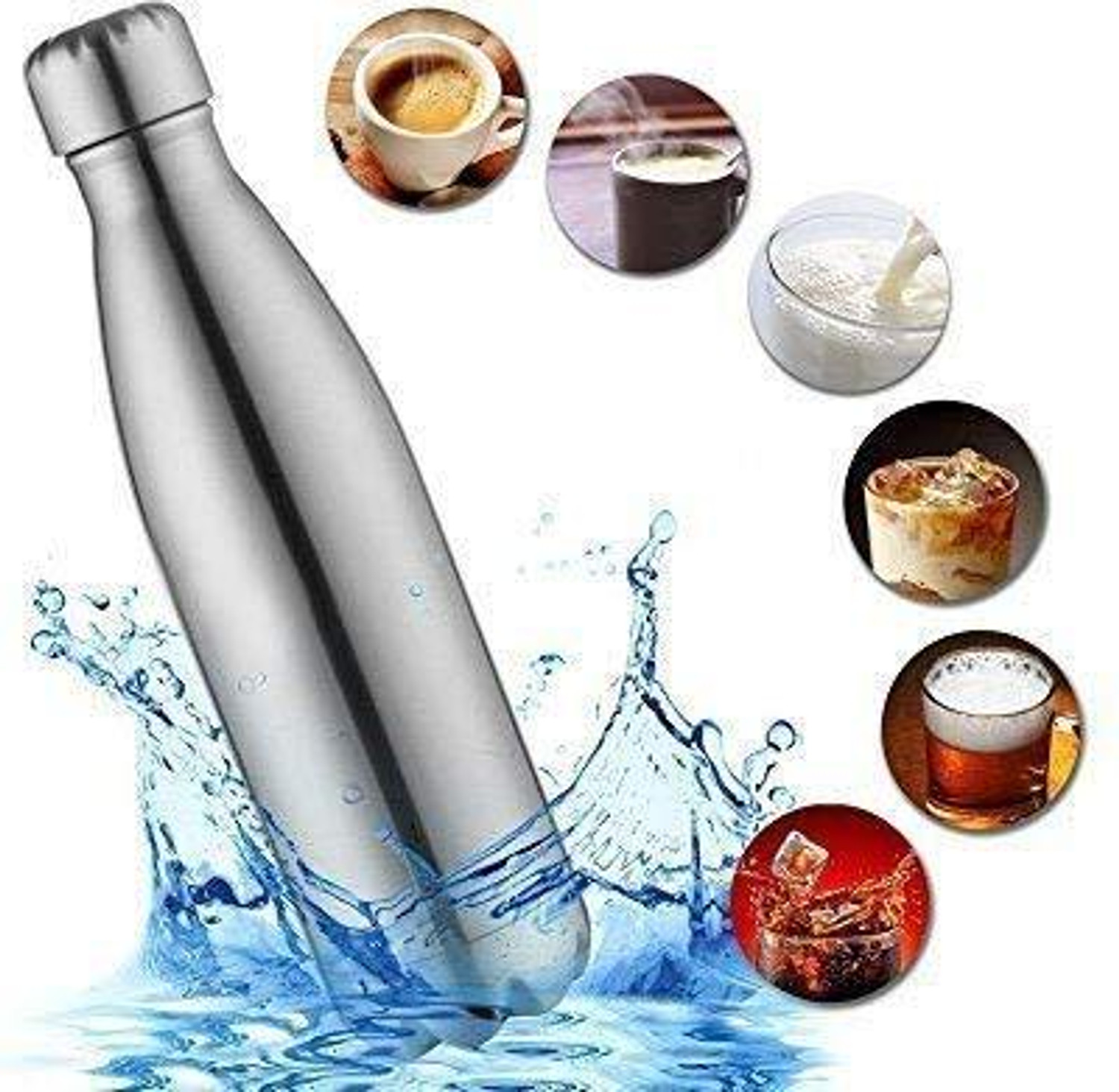 Image of Danae Insulated Hot and Cold Water Bottle Leak-Proof & BA Free 1000 ml Stainless Steel Bottle (Pack of 1, Silver)