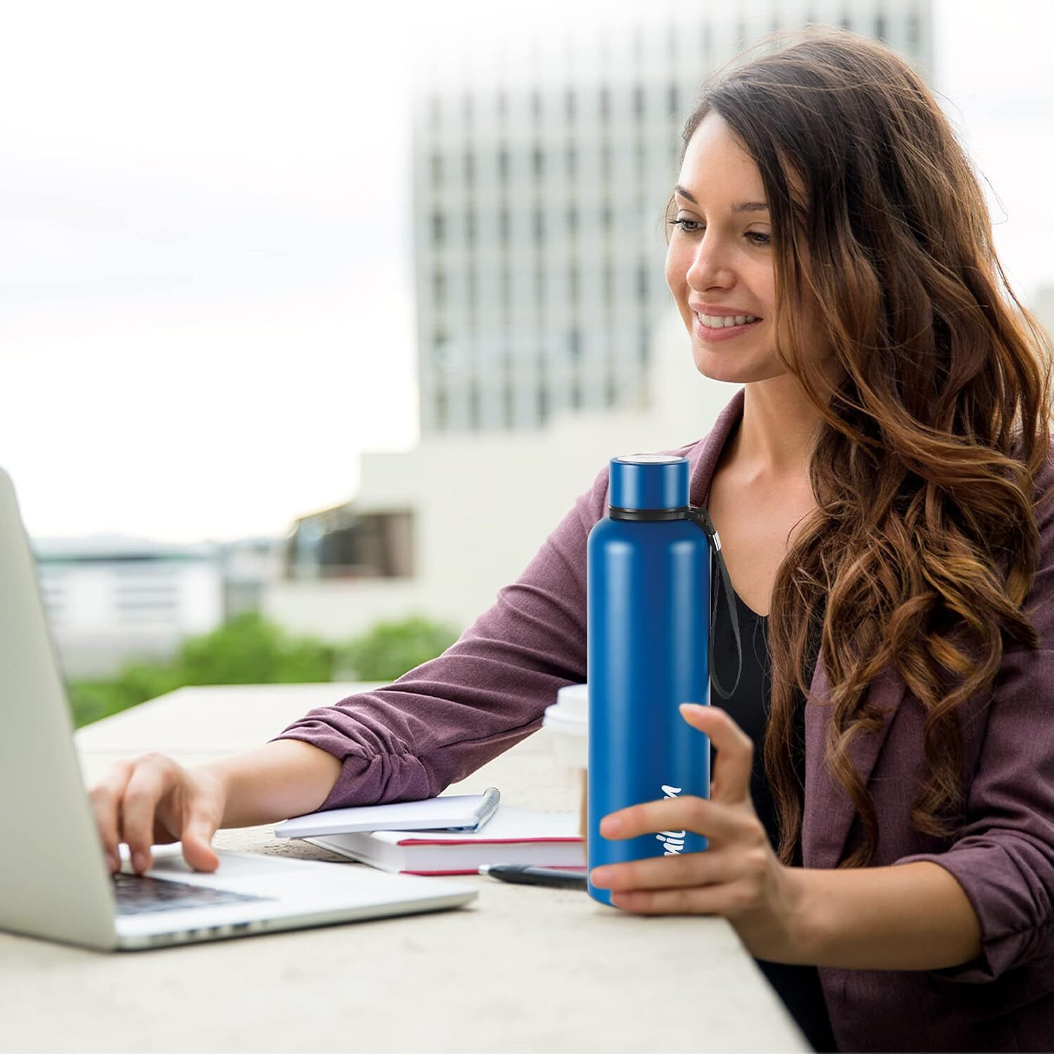 Image of MILTON Aura 1000 Thermosteel 1050 ml Steel Bottle (Pack of 1, Blue)
